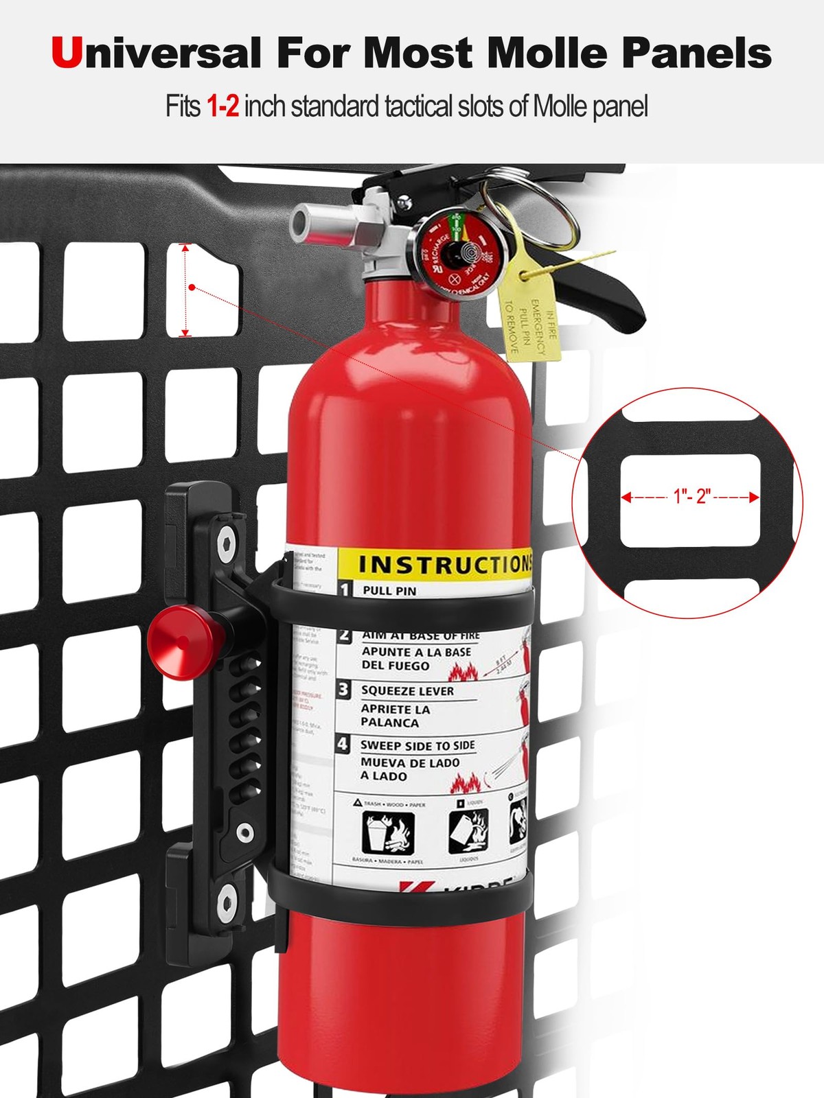 ZIDIYORUO MOLLE Panel Fire Extinguisher Mount Kit Fits 1″-2″ Rigid MOLLE Pane…