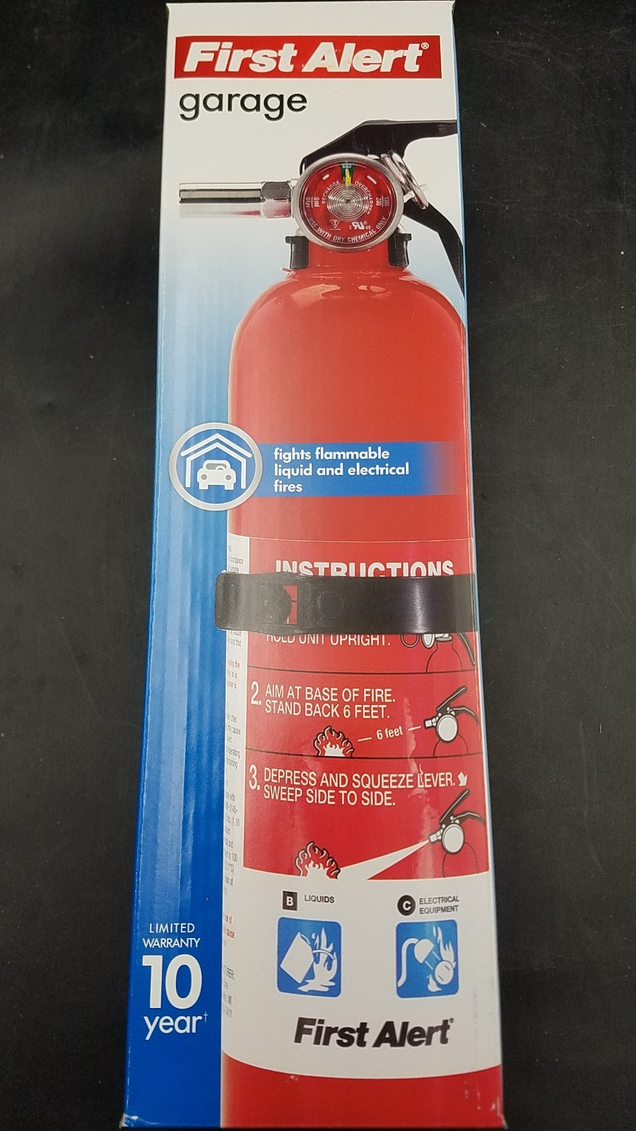 2 Pack First Alert Garage Fire Extinguisher Rechargeable Class B C Red #GARAGE10