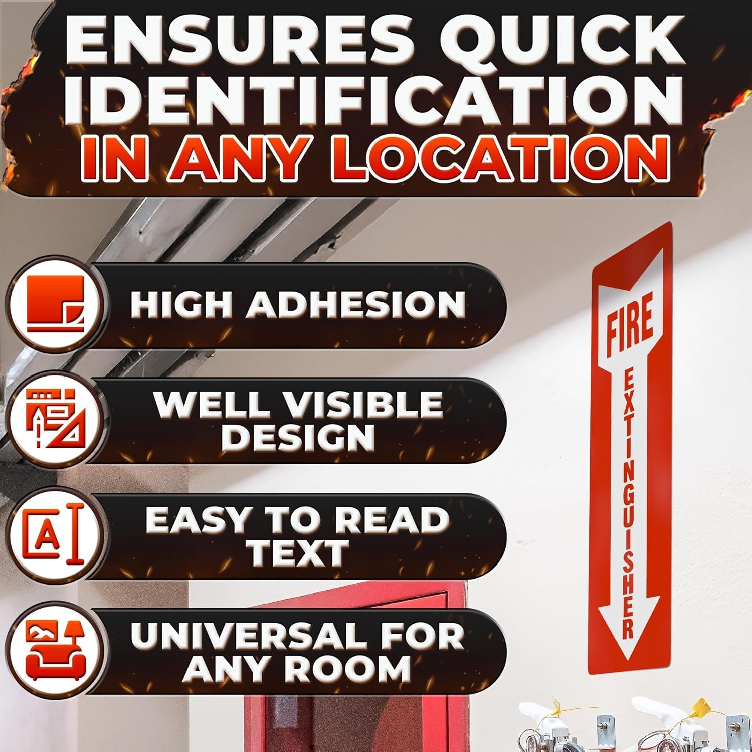 24 Pack Fire Extinguisher Signs – 4×12 Inch Vinyl Signs | Waterproof & Fade-Resi