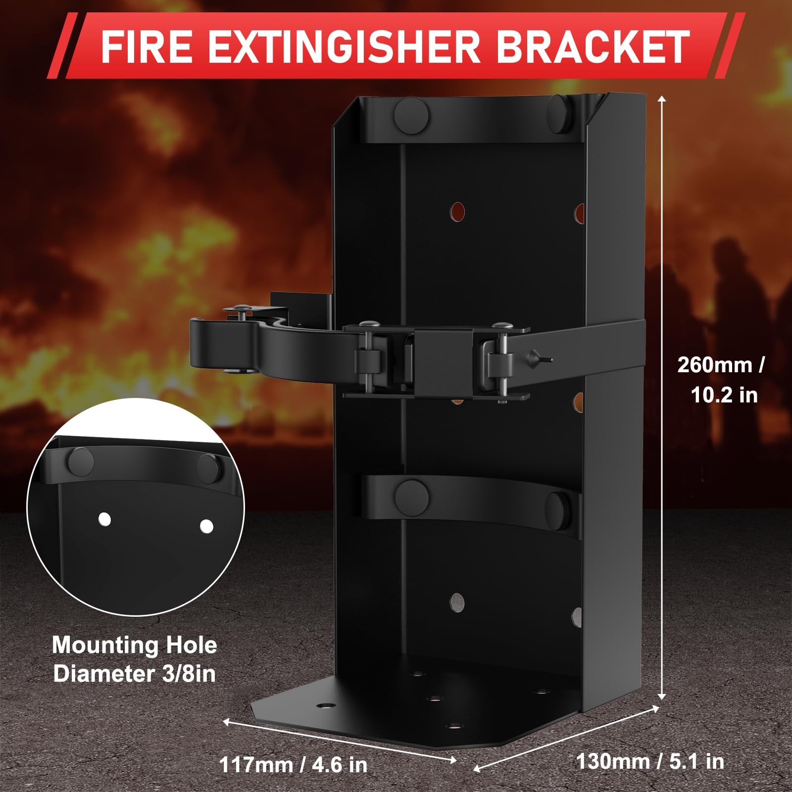 1 PCS Black Heavy Duty Fire Extinguisher Wall Mount Bracket Fits 5lb Dry