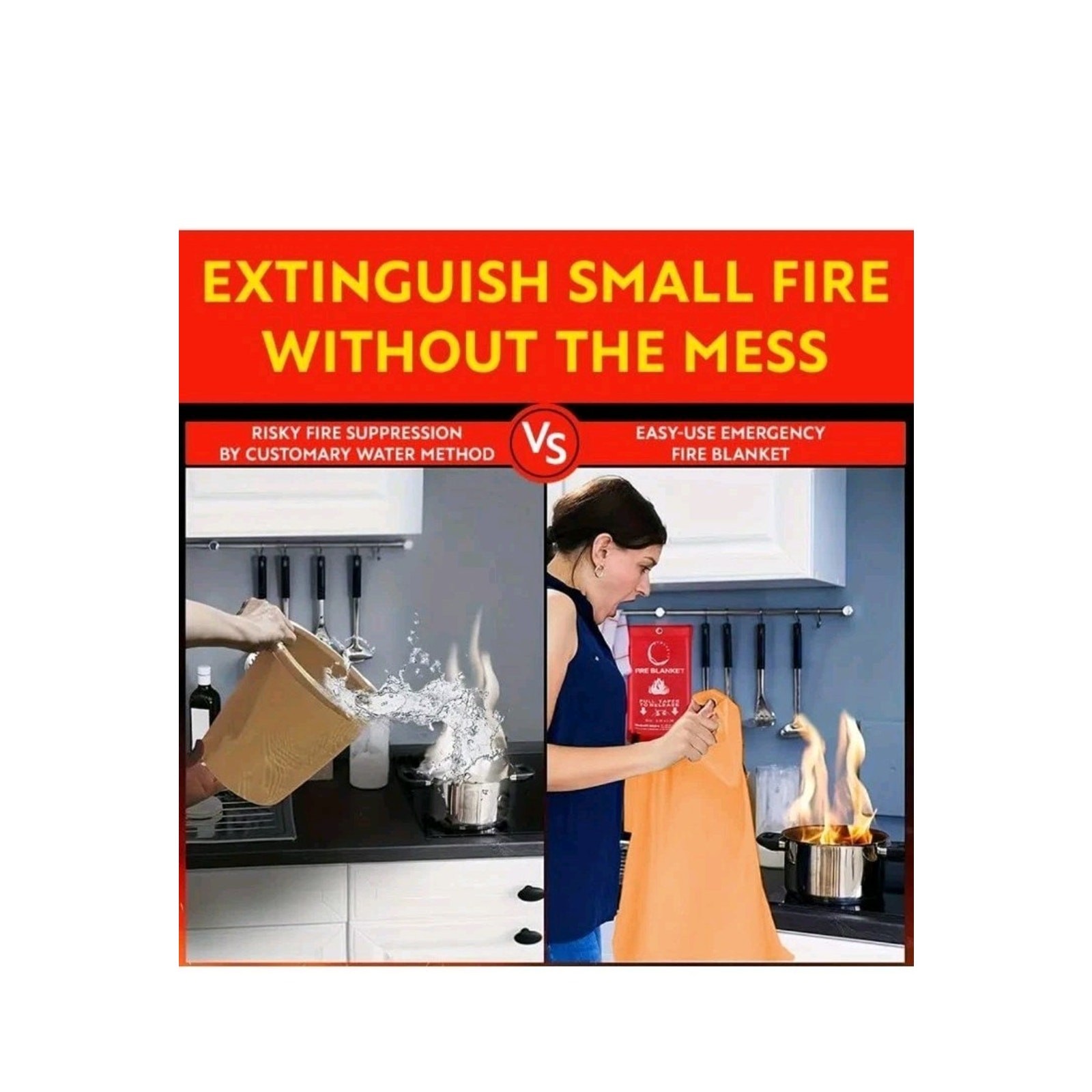 Silicone Fire Blanket Home Kitchen 40″x40″ | Emergency Silicon Coated