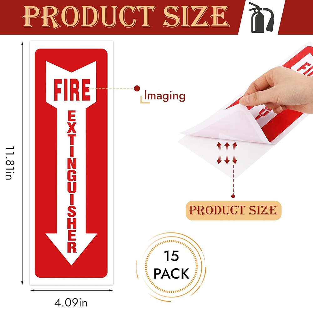 Fire Extinguisher Signs, 15 Pack 4×12 Inch Fire Extinguisher Signs for Home5205