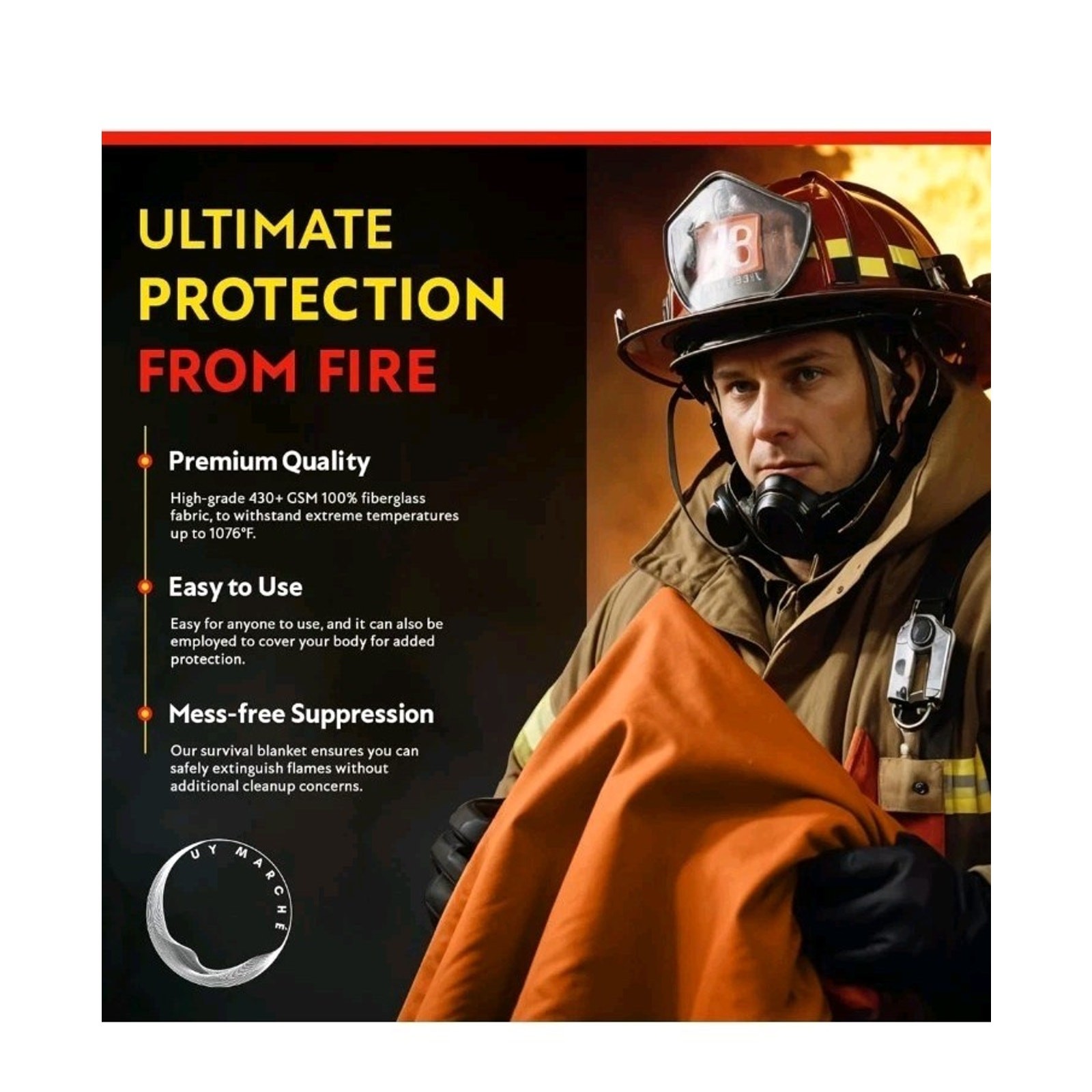 Silicone Fire Blanket Home Kitchen 40″x40″ | Emergency Silicon Coated