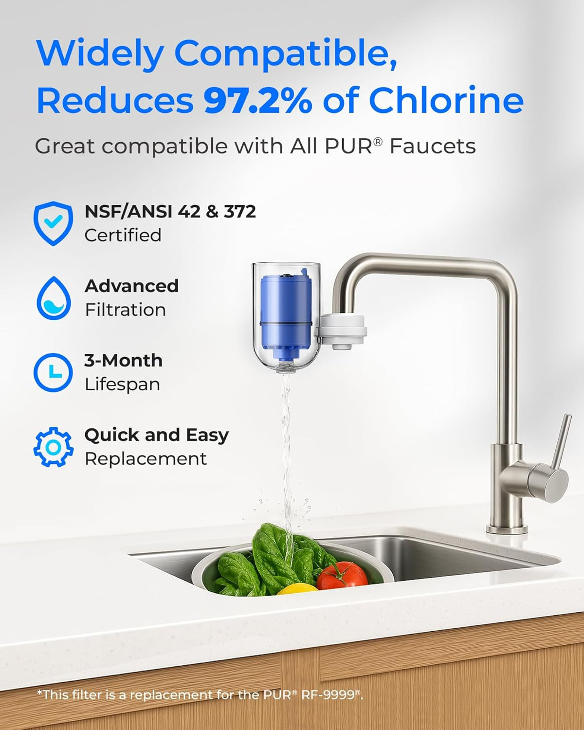 C08A Faucet Water Filter, Compatible with All PUR® plus Water Filter, PUR® plus
