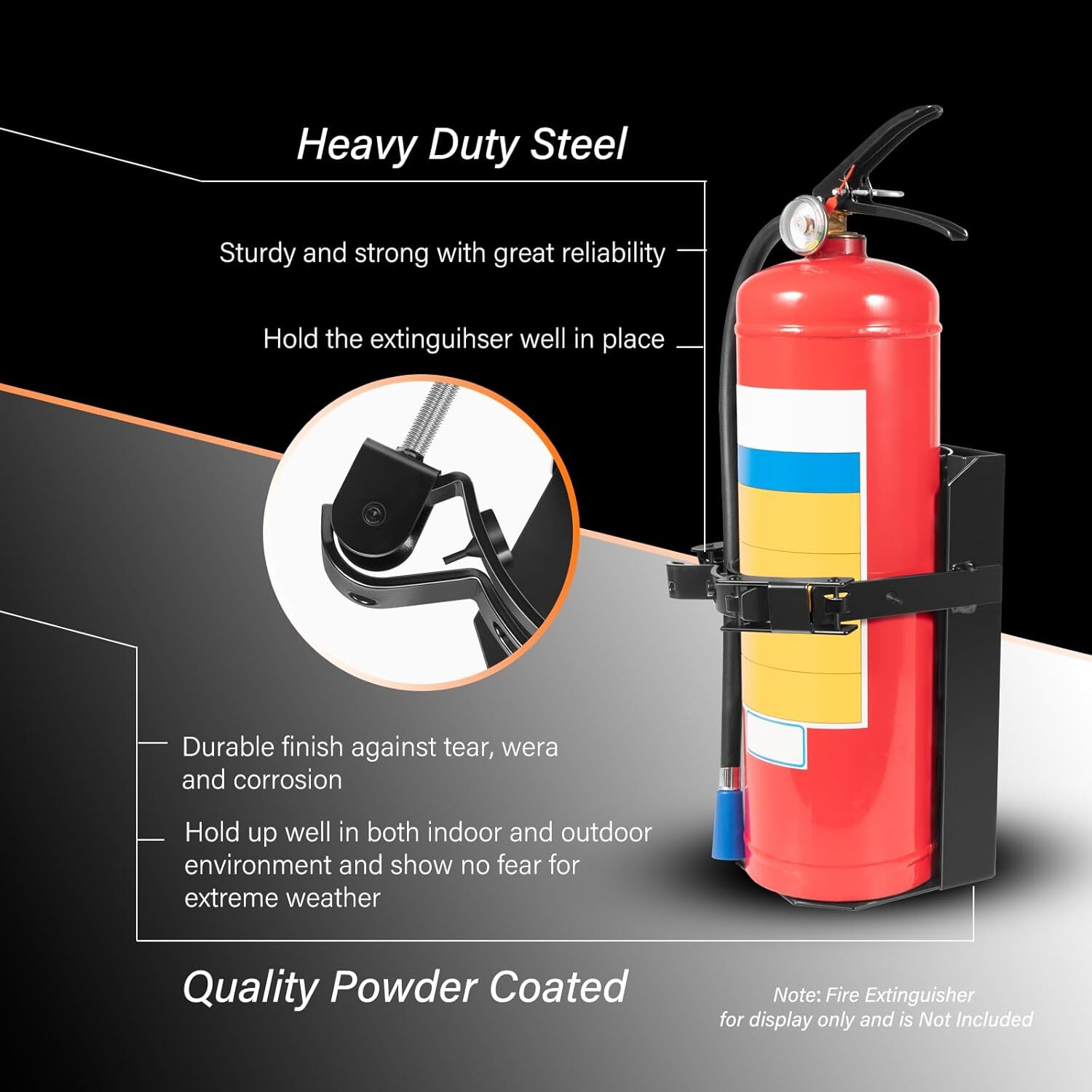 Heavy Duty 10 LB Dry Fire Extinguisher Vehicle Bracket Universal 809 5.25″ dia