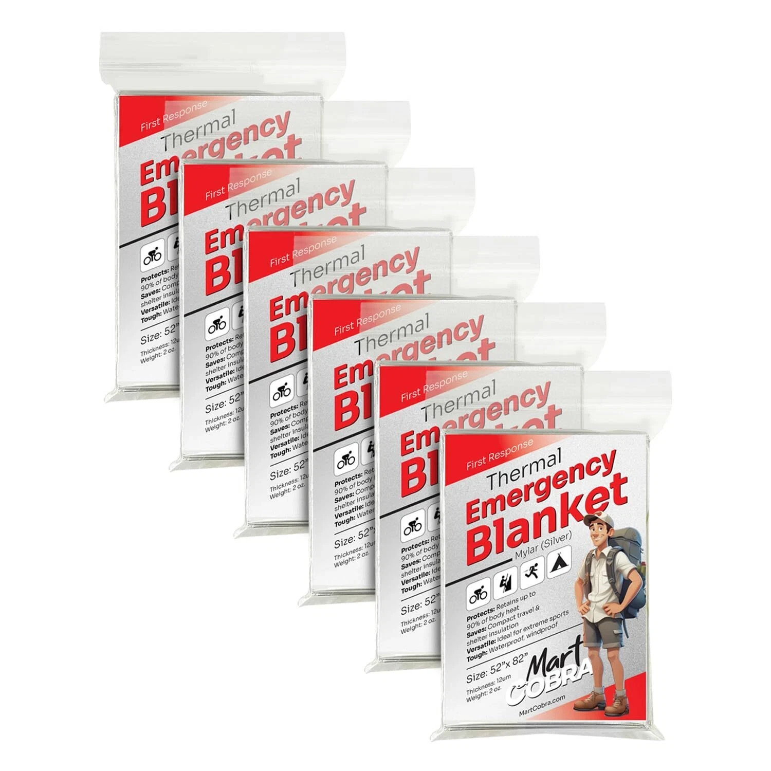 Emergency Blankets for Survival Gear and Equipment x6 Space Blanket Mylar 6 Pack