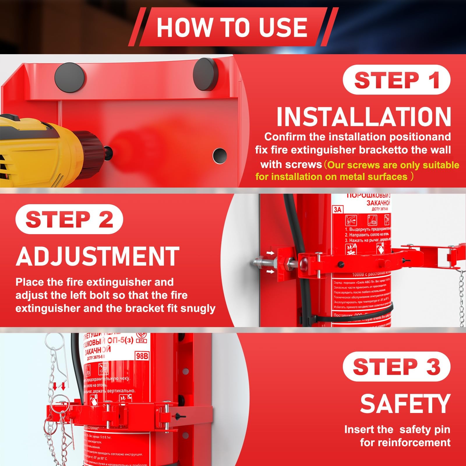 Fire Extinguisher Mount, 2PCS Heavy Duty Fire Extinguisher Bracket with Screw…