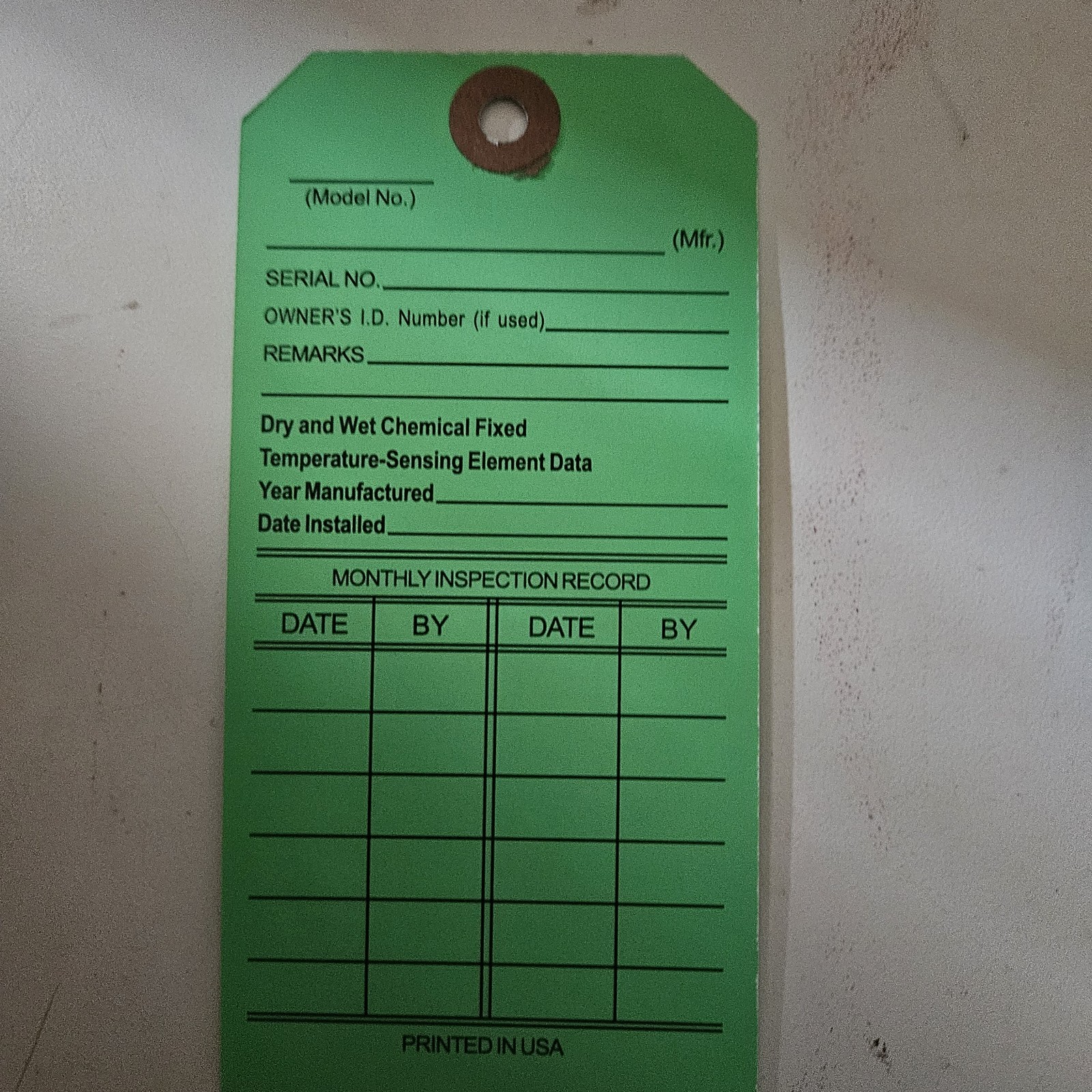 10 2026 Green -FIRE INSPECTION Double Sided Tags 5 1/4″ X 2 ½”