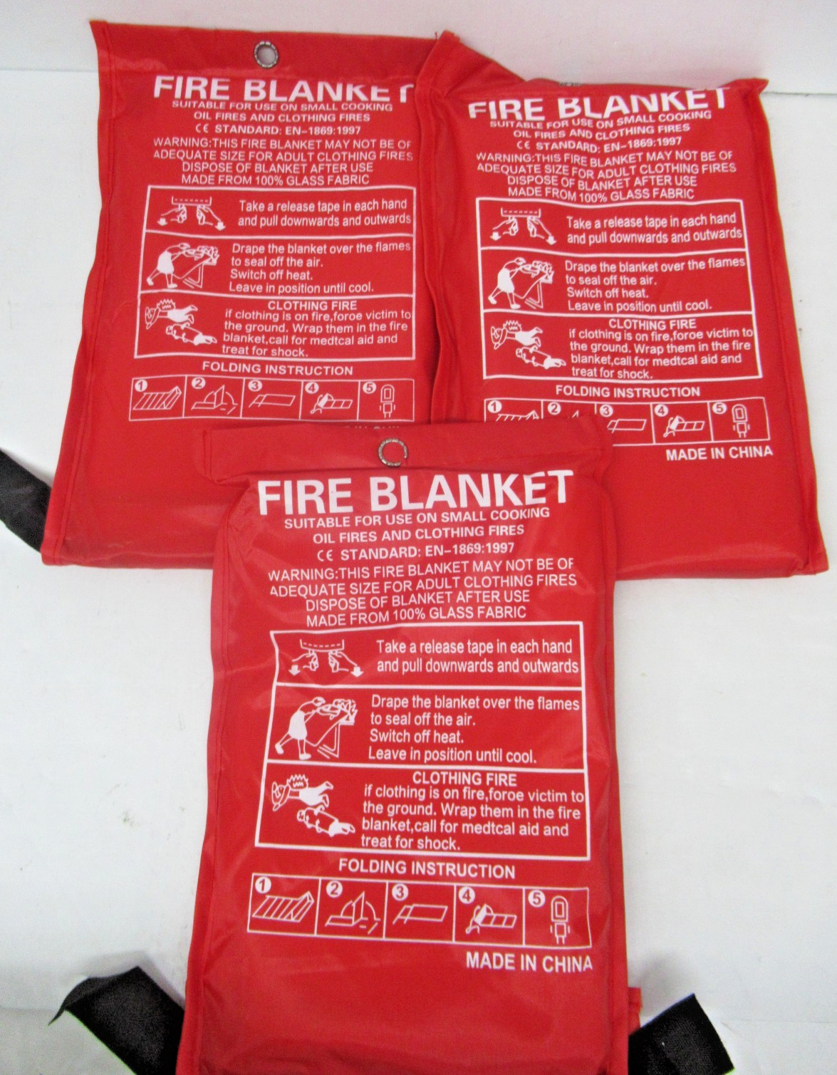 3 PACK FIRE BLANKET Fiberglass Emergency Home Retardant Prepared 47”x47”