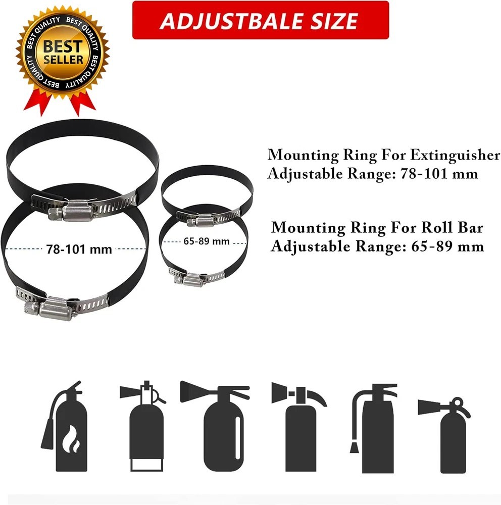 Quick Release Fire Extinguisher Mount – Aluminum Adjustable UTV Roll Bar Fire Ex
