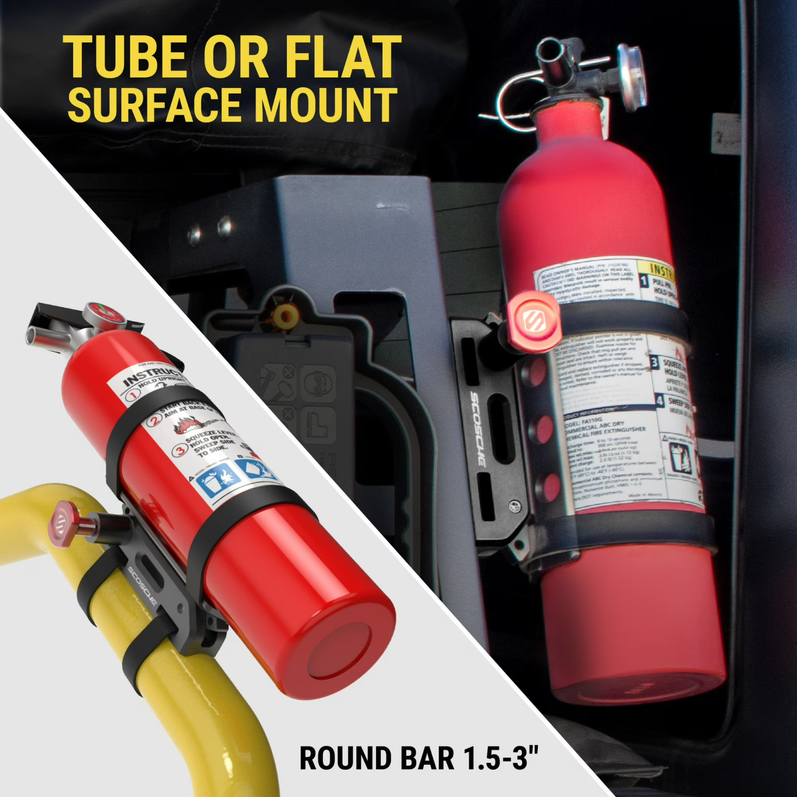 Universal Fire Extinguisher Mount, Quick Release UTV Accessories.