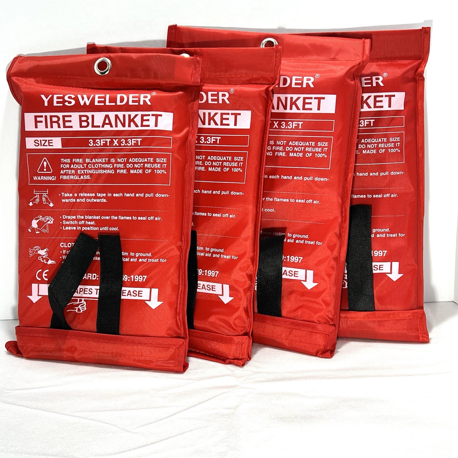 4 PACK FIRE BLANKET Fiberglass Emergency Home Retardant Prepared 39”x39” Fire
