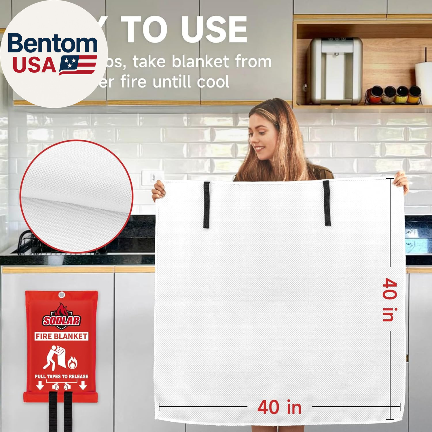 Fire Blanket Emergency for Home Kitchen – 40″X40″ Fireproof Safety Protection Fi