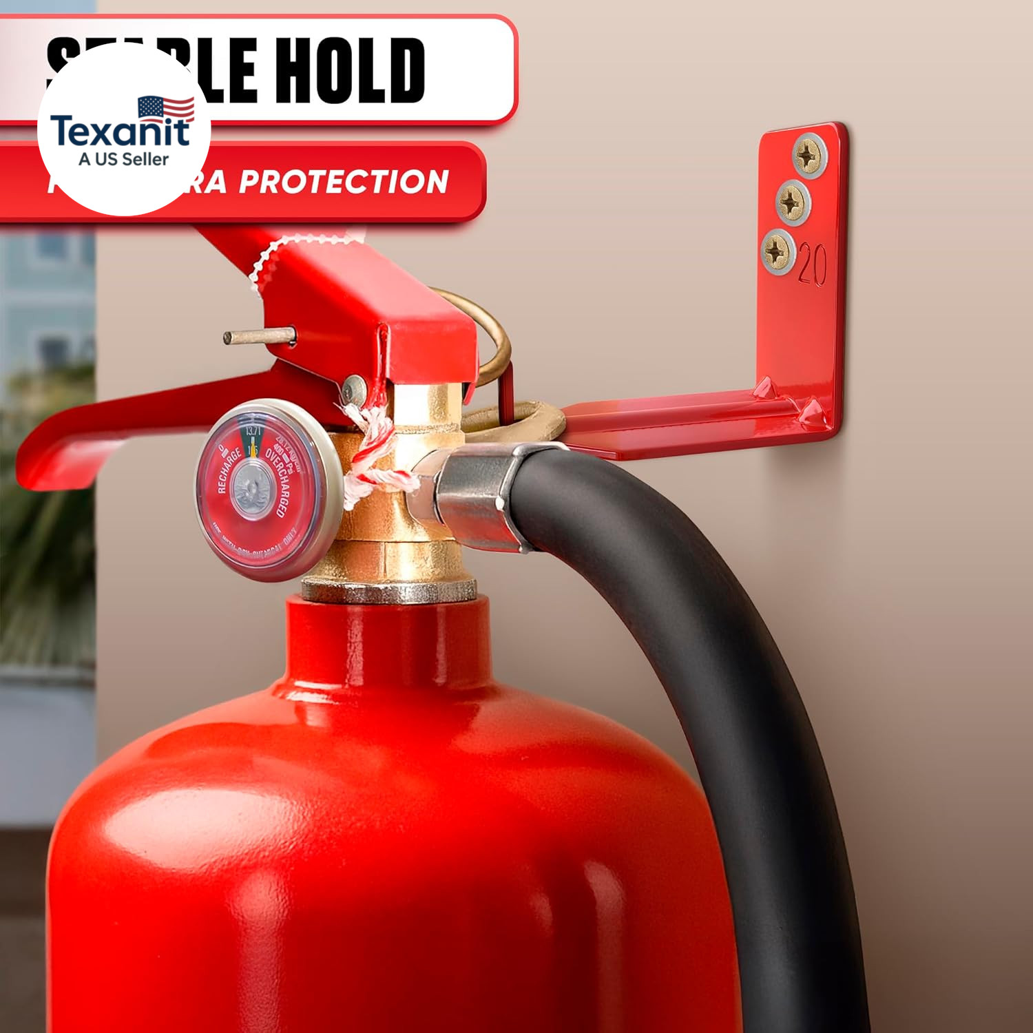Fire Extinguisher Mount Brackets Set of 4, Heavy Duty Wall Mount Hook 2.36 X 1.5