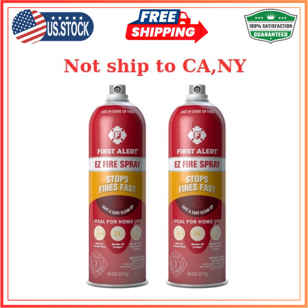 First Alert EZ Fire Spray, Aerosol Extinguisher, Pack of 2, AF400-2, Red