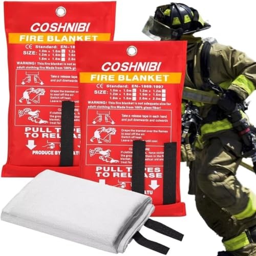 Emergency Fire Blanket for Home & Kitchen – High Heat Resistant Fire Suppress…