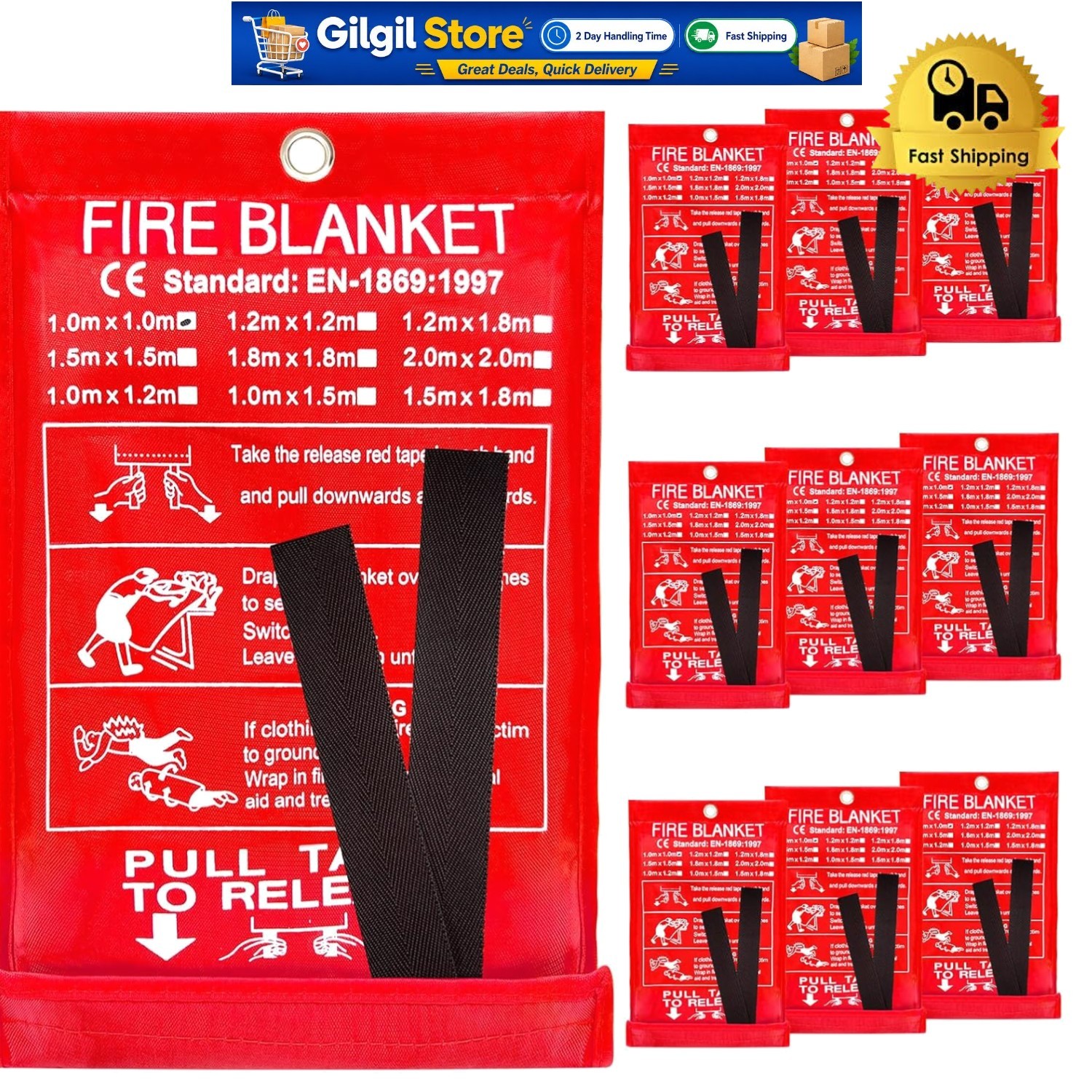 Versatile 10 Pack Fire Blankets – 39×39 Inch for Kitchen, Office, Camping Safety