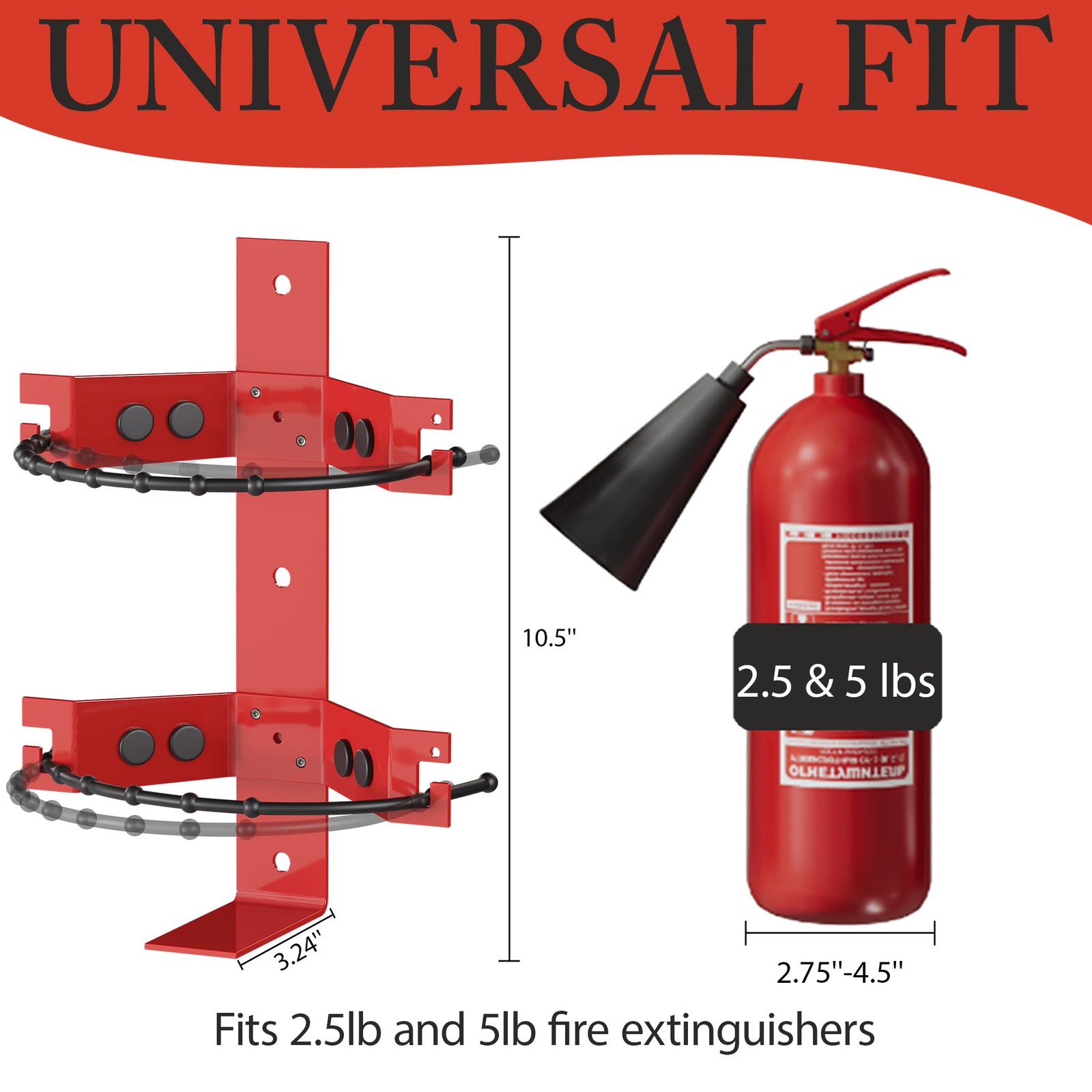 Premium Fire Extinguisher Mount Bracket Fits 2.5/5lb Heavy Duty Home Truck