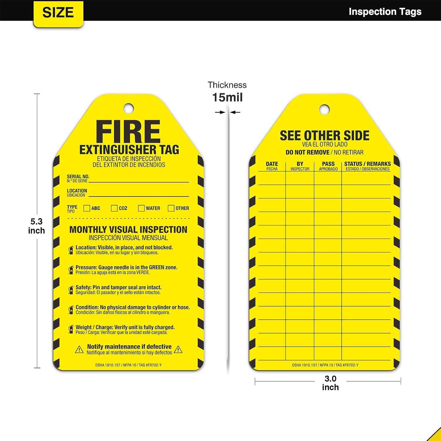 Fire Extinguisher Inspection Tags 25 Pack, 2026-2029 Yearly Monthly Inspection