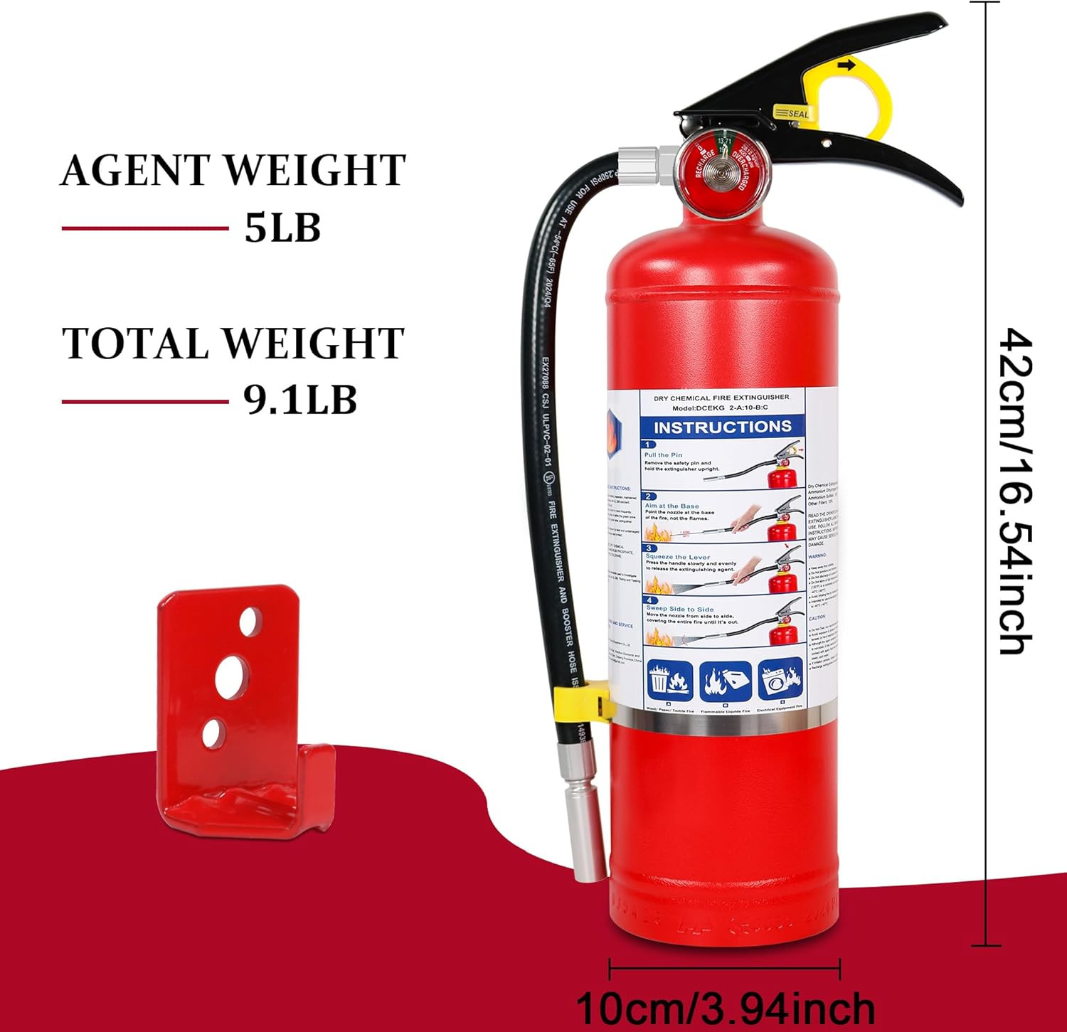 ABC Dry Chemical Fire Extinguishers, 5 lb 2a10bc Fire Extinguisher for Home, Bus