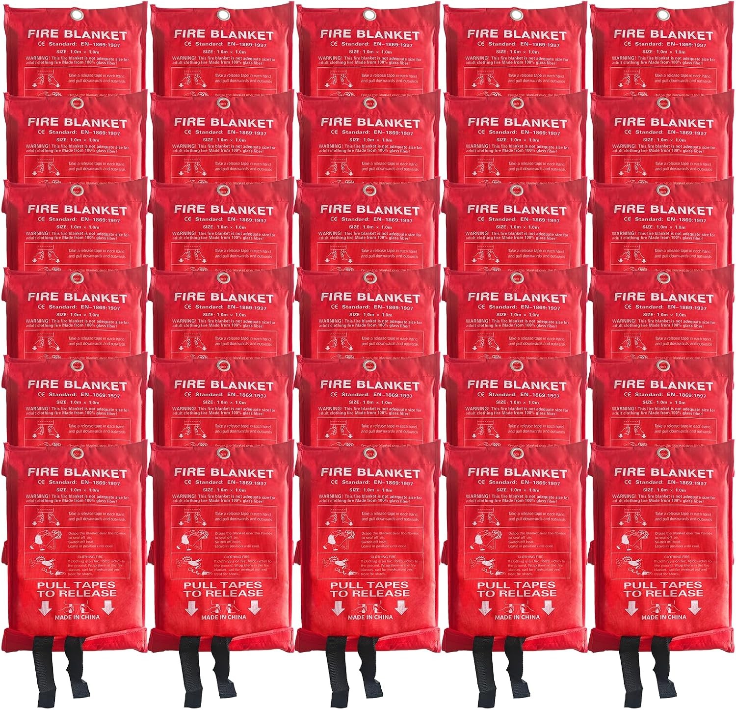 24 Packs Fire Blanket – 39.37×39.37 Inches 1100℉ Heat Resistant Emergency Fire