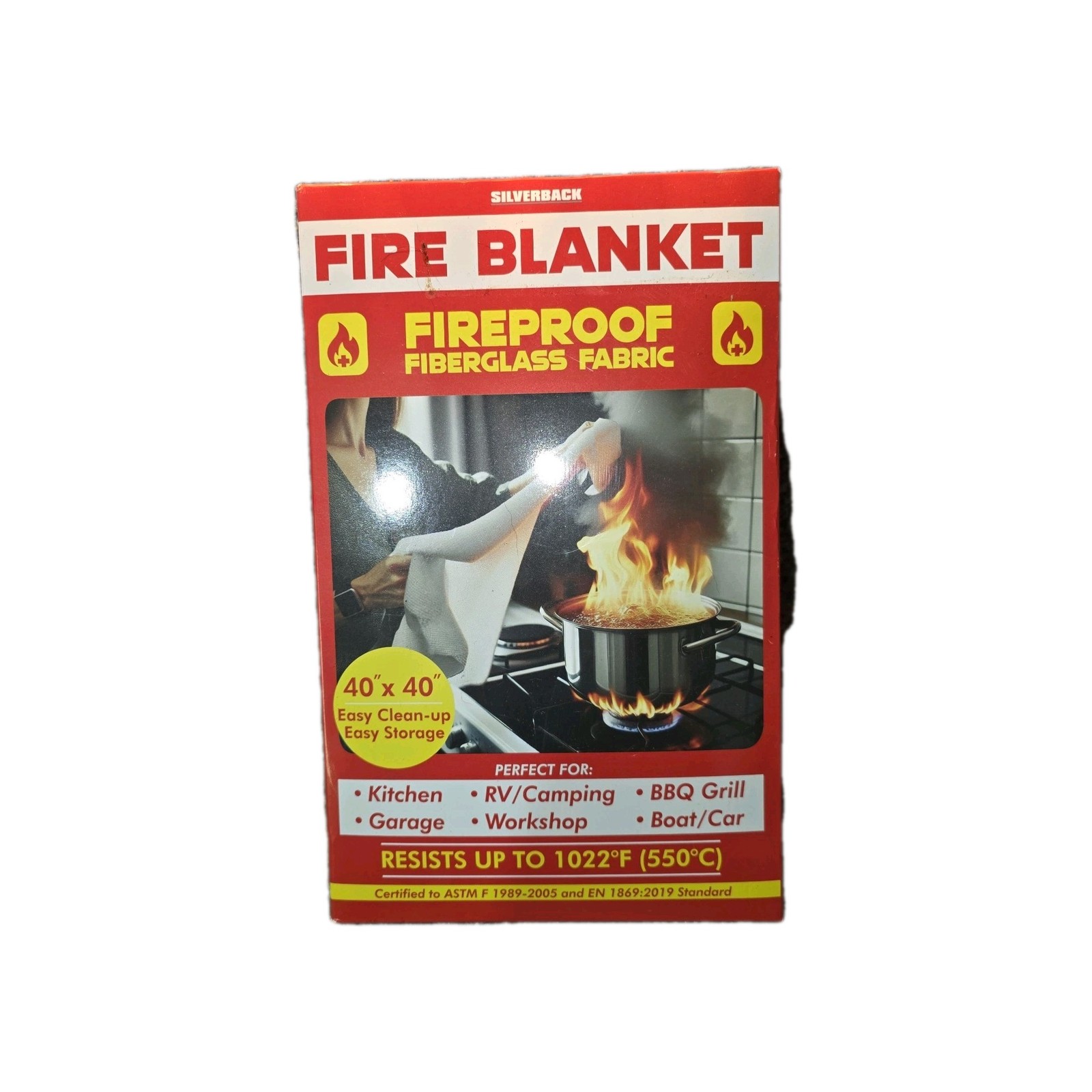 Silverback 40″ X 40″ Fireproof Fiberglass Fabric Fire Blanket .. NIB