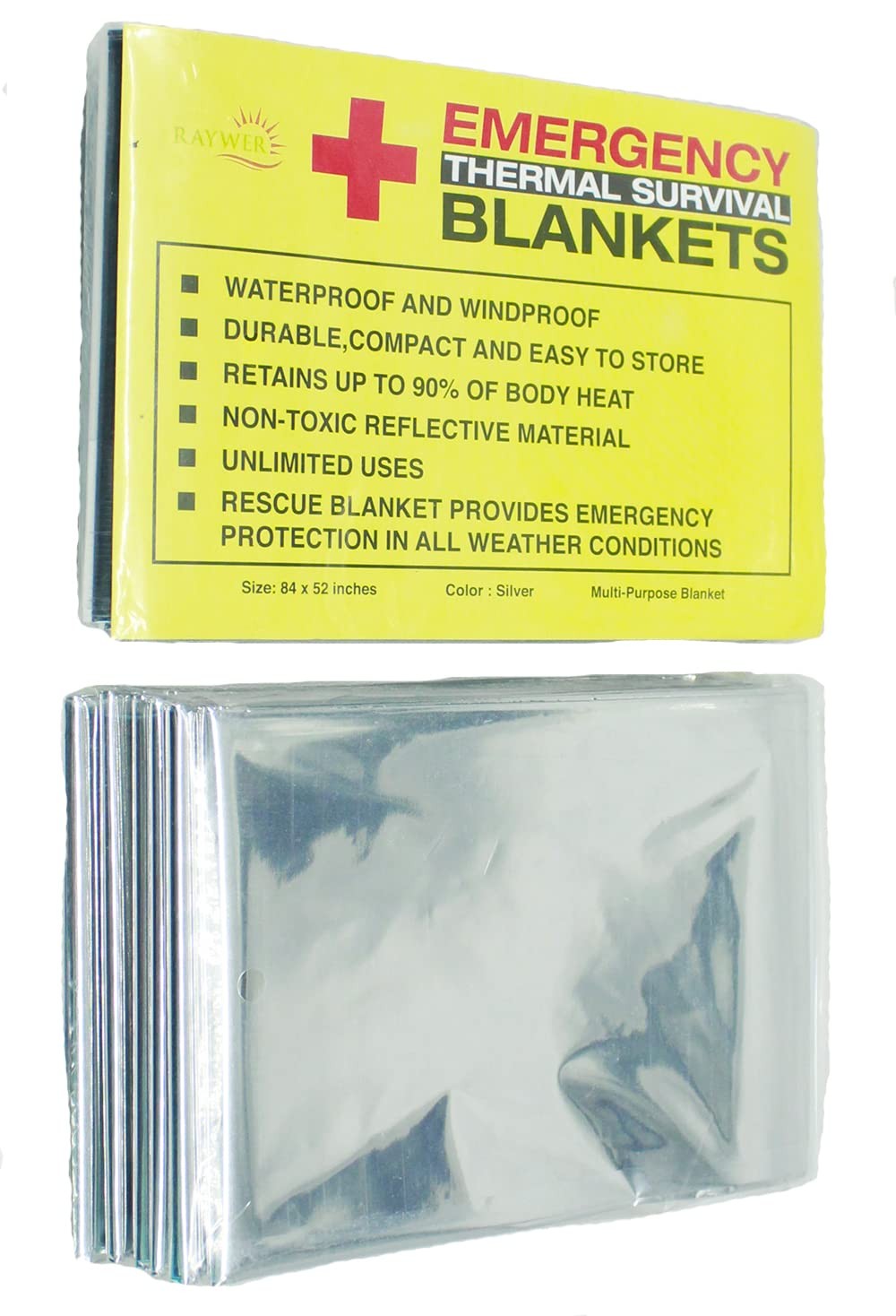Rawyer Emergency Thermal Survival Blankets (4 Pack), Mylar Blankets for Outdo…