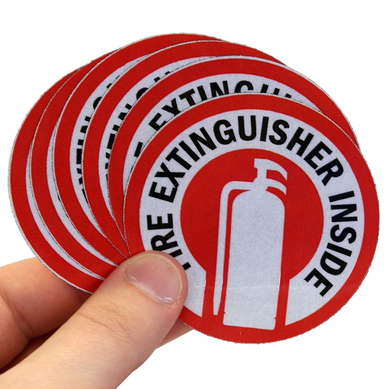 6 Engineer Grade Fire Extinguisher Stickers | Reflective 2.75″ Labels
