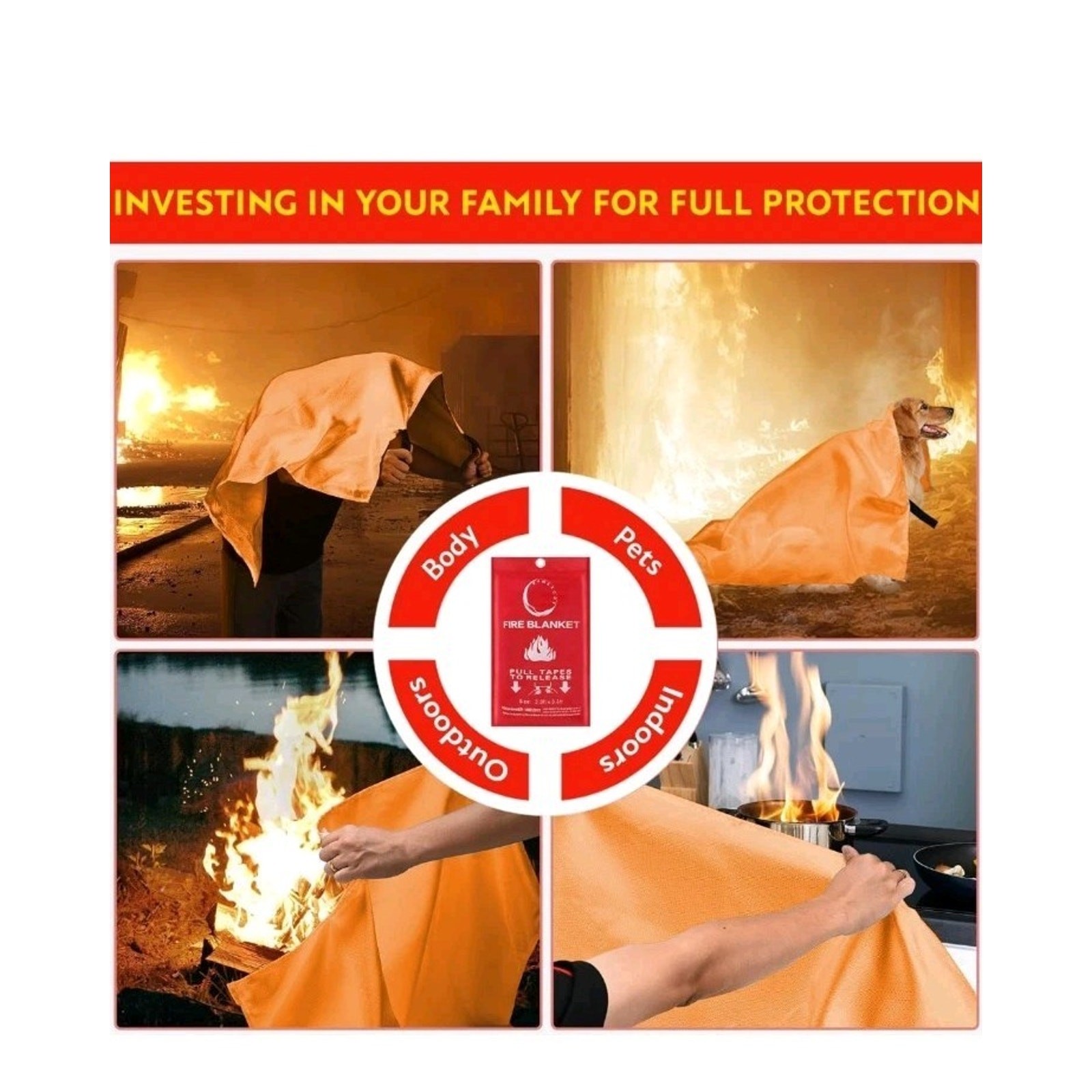Silicone Fire Blanket Home Kitchen 40″x40″ | Emergency Silicon Coated