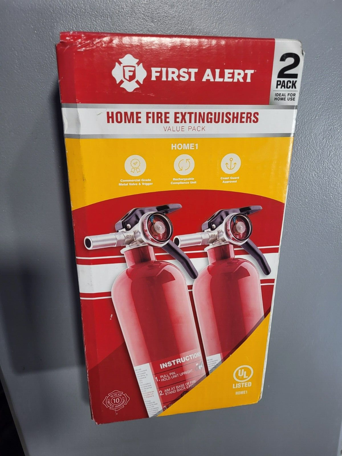 NIB 2 First Alert FE1A10GR195 HOME1 Rechargeable Home Fire Extinguisher UL