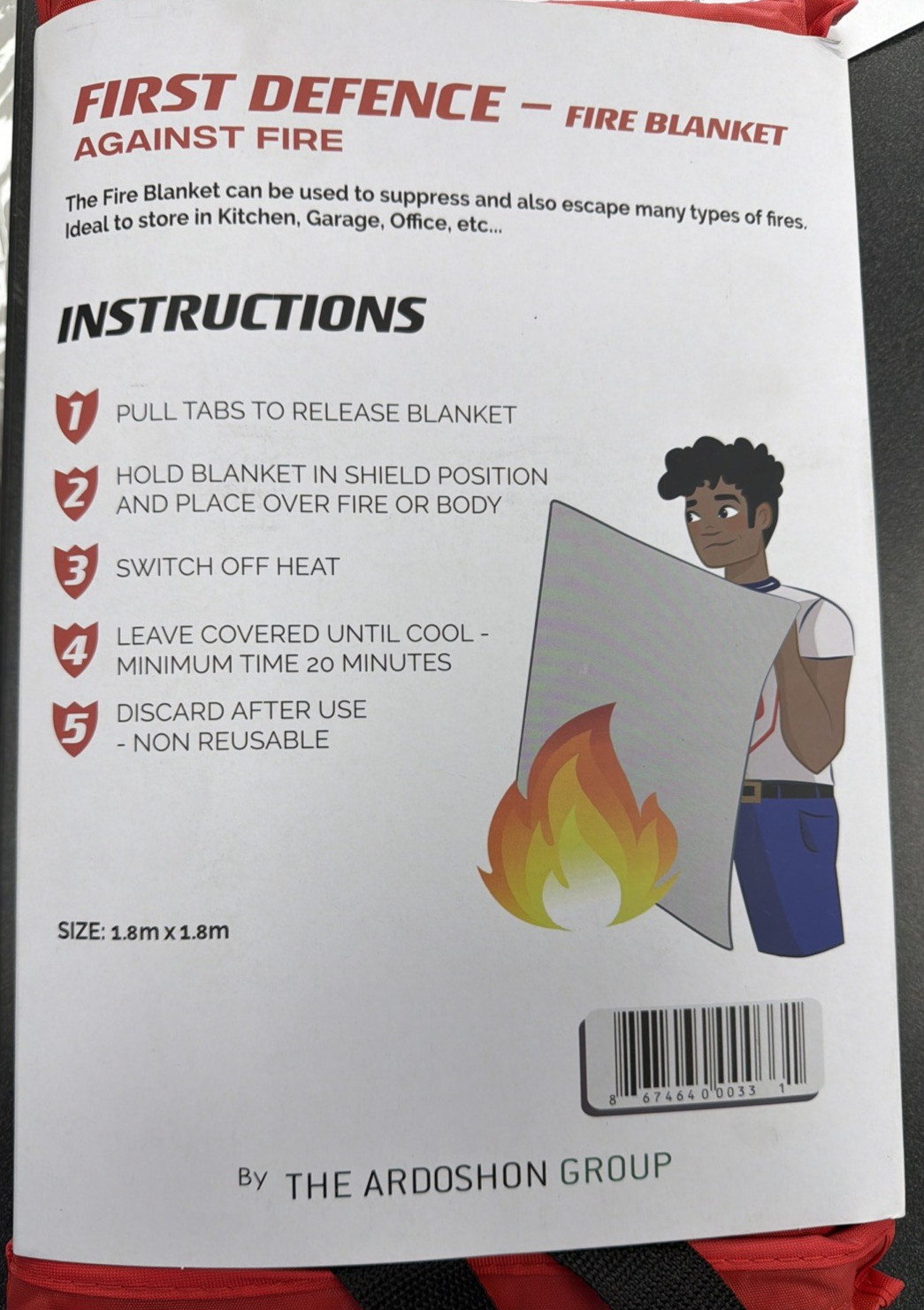 Fire blanket X-large flame-resistant fabric 72 x 72″ Unfolded Woven Fibreglass