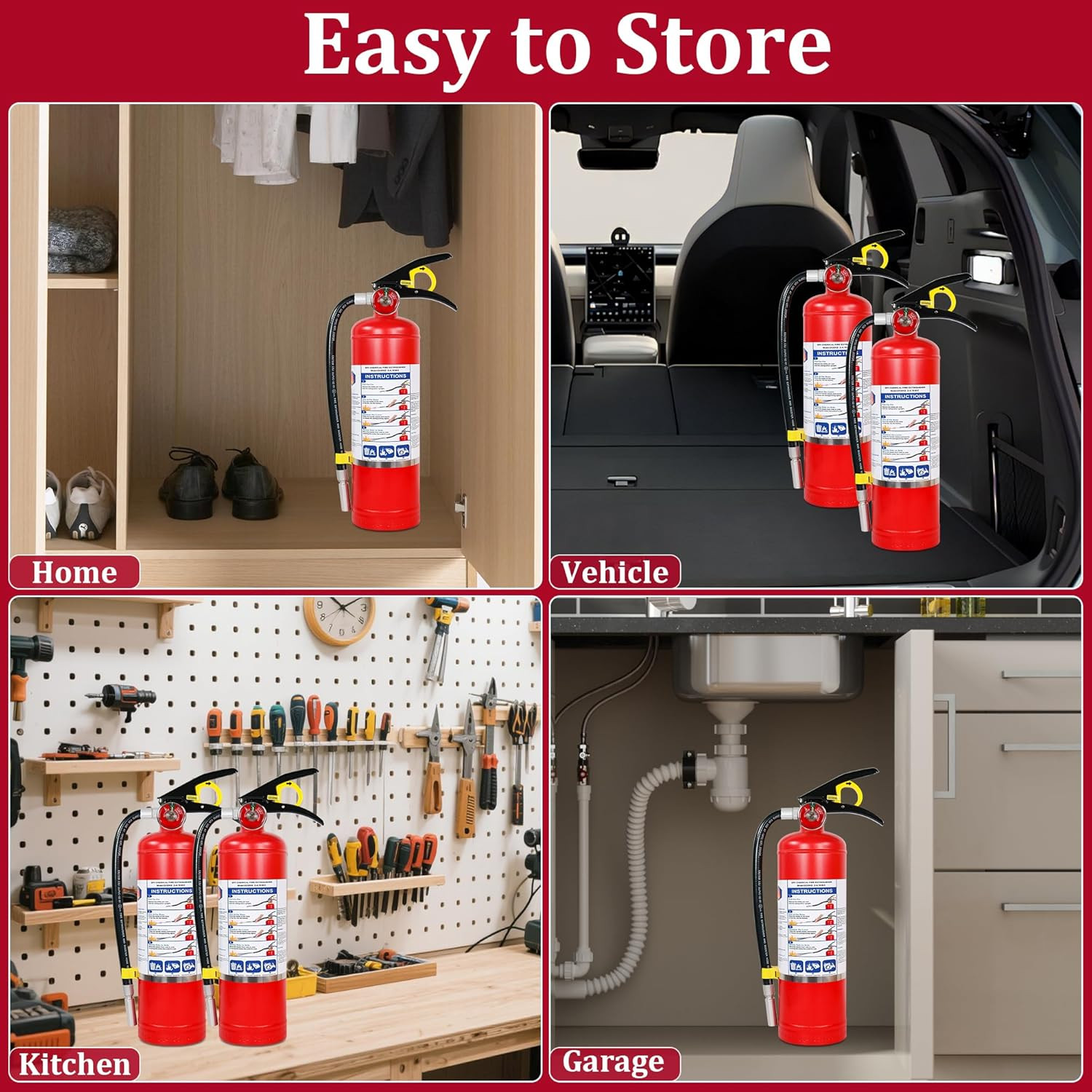 ABC Dry Chemical Fire Extinguishers, 5 lb 2a10bc Fire Extinguisher for Home, Bus