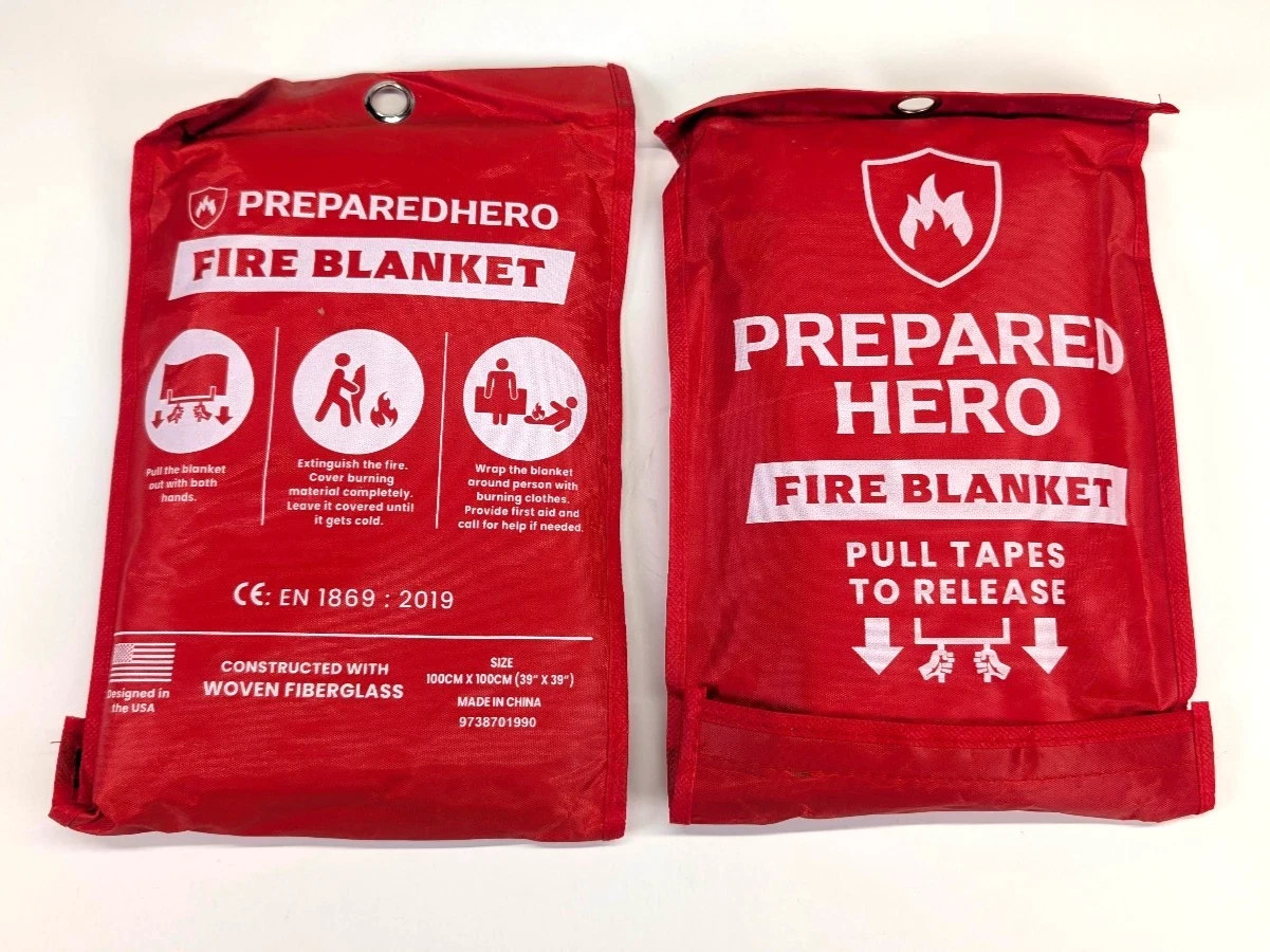 Prepared Hero Emergency Fire Blanket – 2 Pack – Fire Suppression for Kitchen