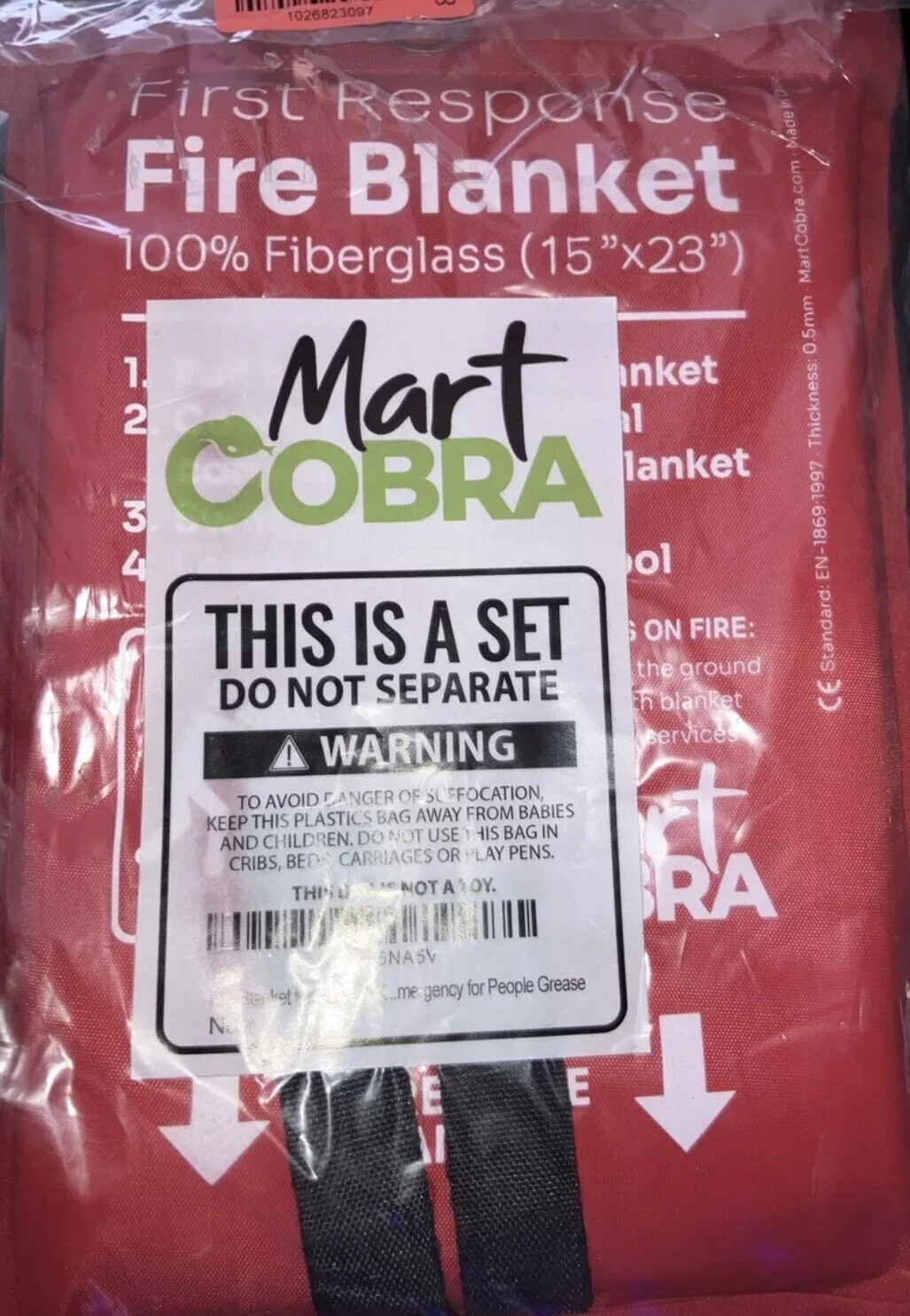 Mart Cobra Emergency Fire Blanket for Home and Kitchen. 15×23″. Set of 2