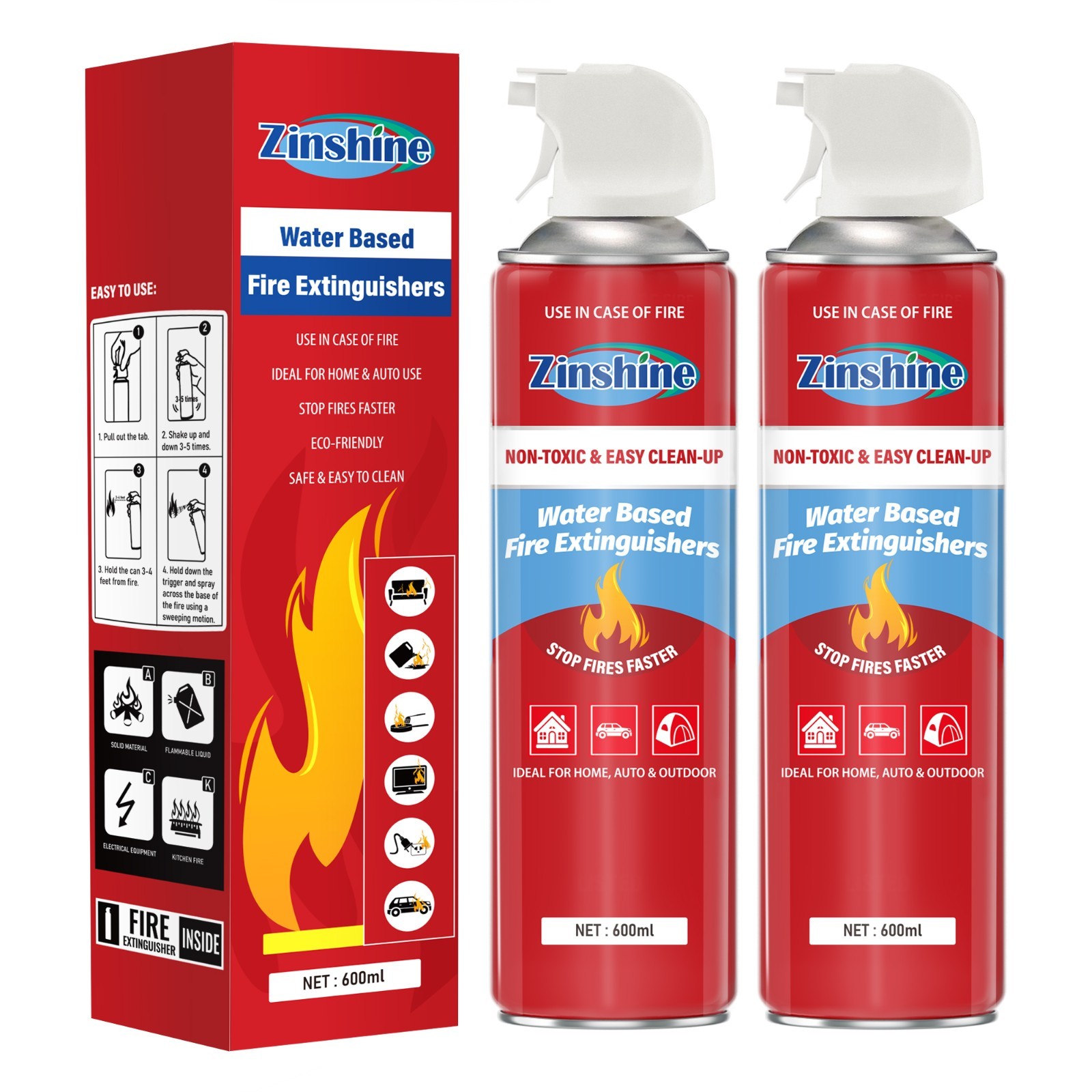 Mini Fire Extinguisher Spray 2 Pack Portable Kitchen Car Home Safety