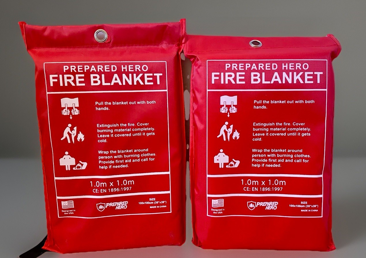 PREPARED HERO Fire Blanket 39″×39″ Fiberglass Home Emergency Safety (2 Pack) NEW