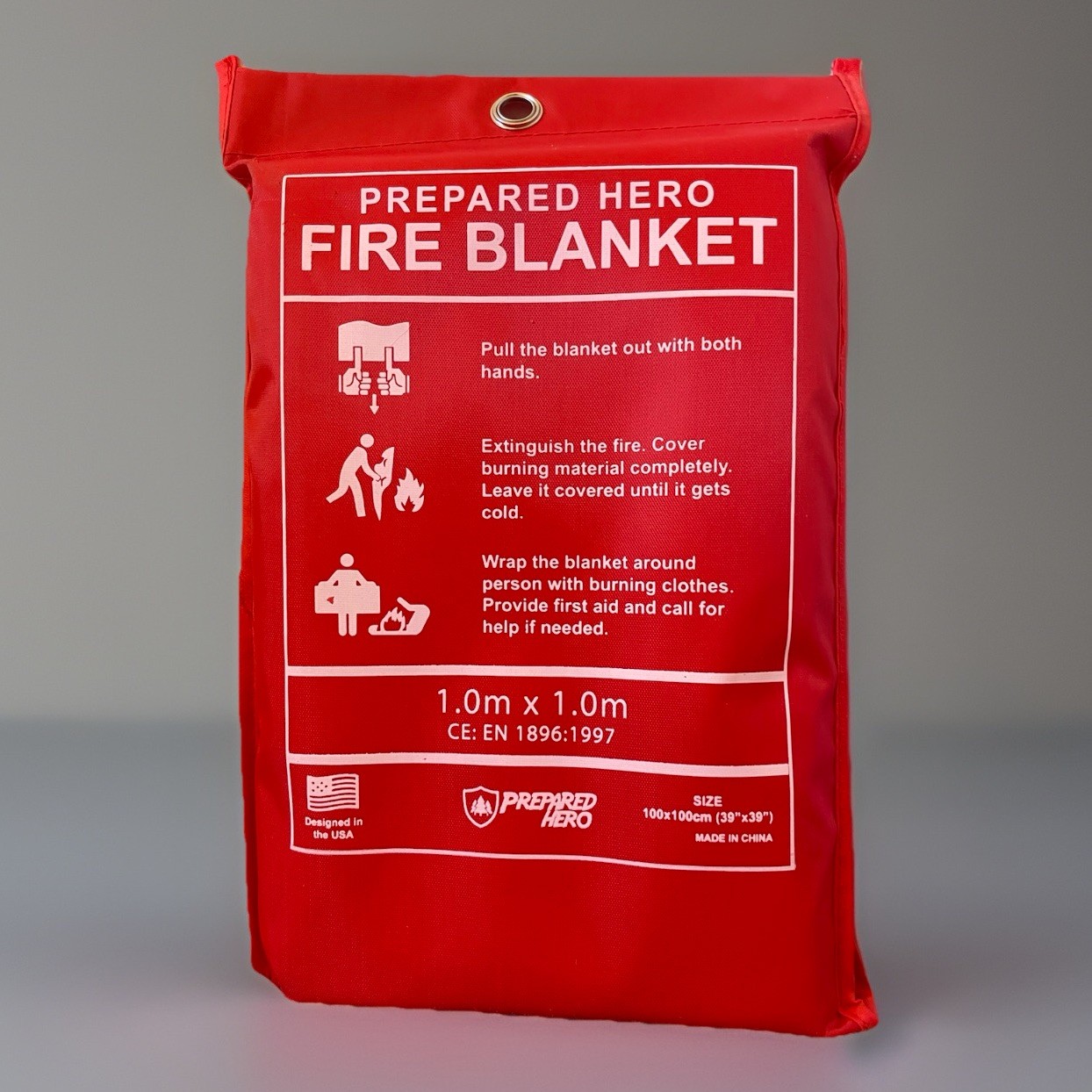 PREPARED HERO Fire Blanket 39″×39″ Fiberglass Home Emergency Safety (2 Pack) NEW