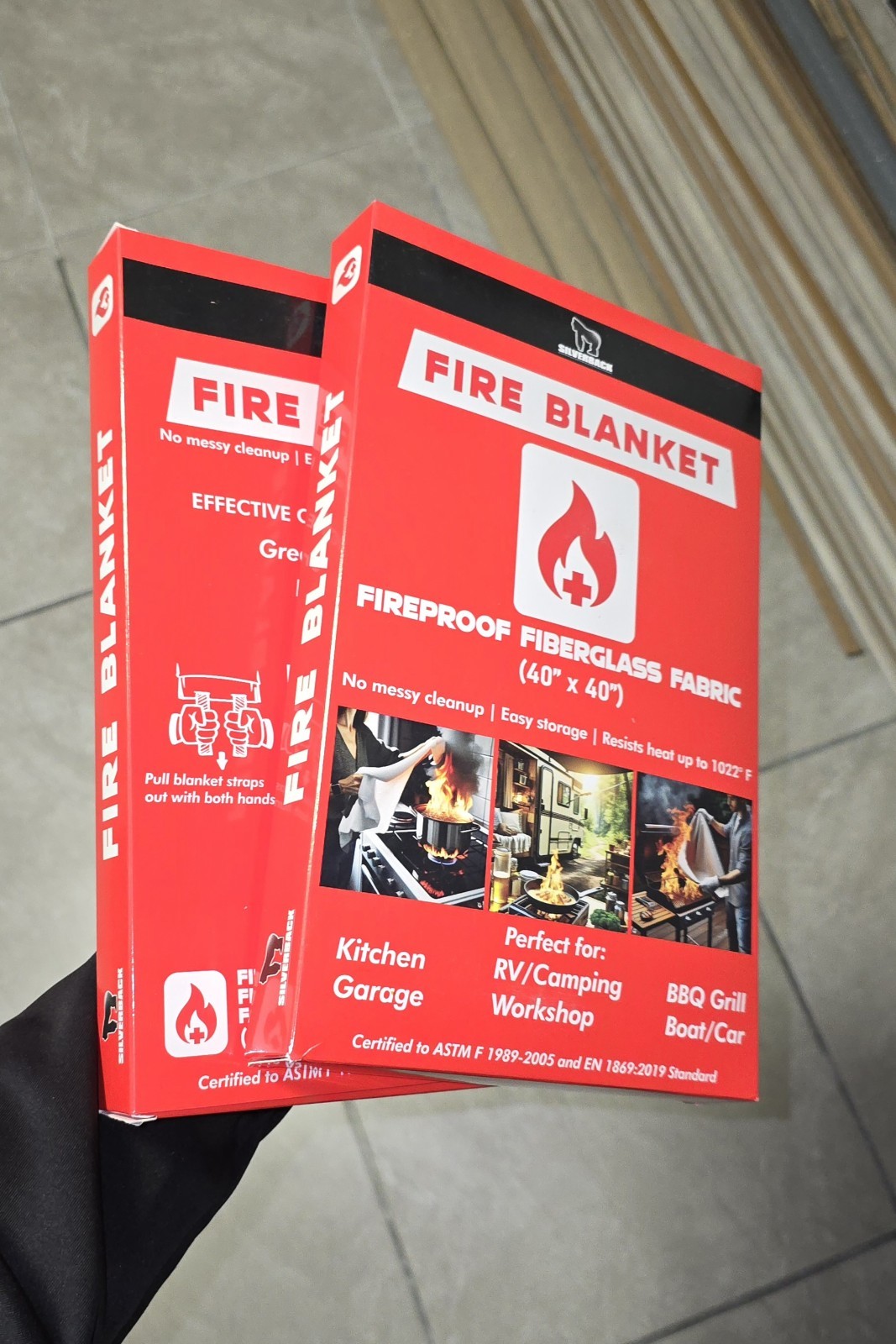 2 PACK FIRE BLANKET Fiberglass Hero 39”x39” Emergency Home Retardant Prepared