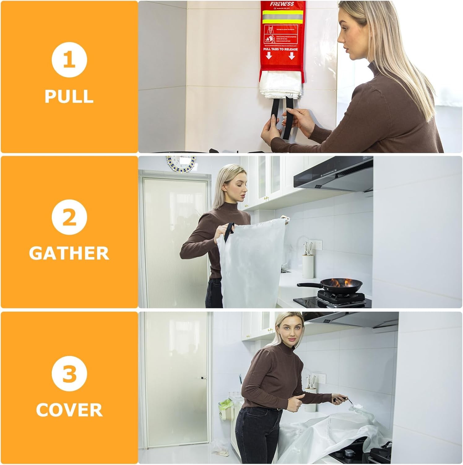 Fire Blanket 2 Pack Fiberglass Emergency Flame Retardant Kitchen Home Safety Set