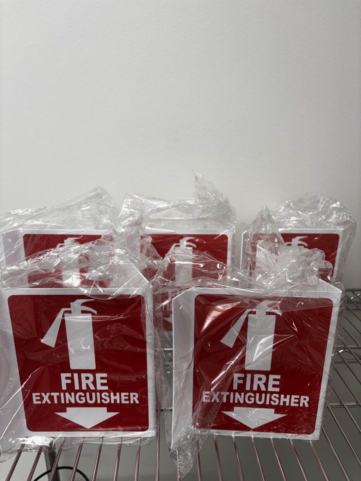 Set of Fire Extinguisher Signs (5) & Pack of Record Tags (1)