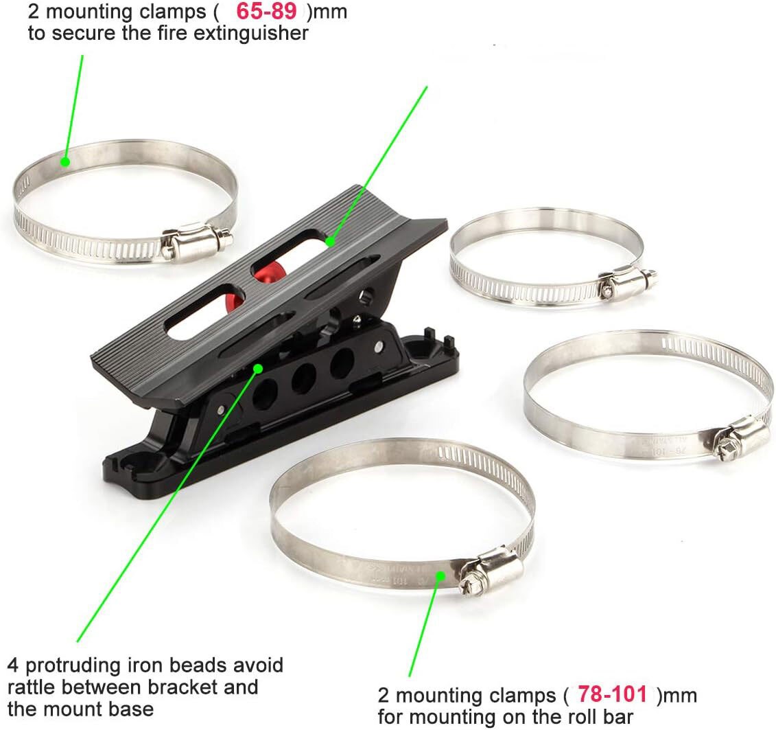 Fire Extinguisher Mount Holder Quick Release Roll Bar with 4 Fixing Clips New US