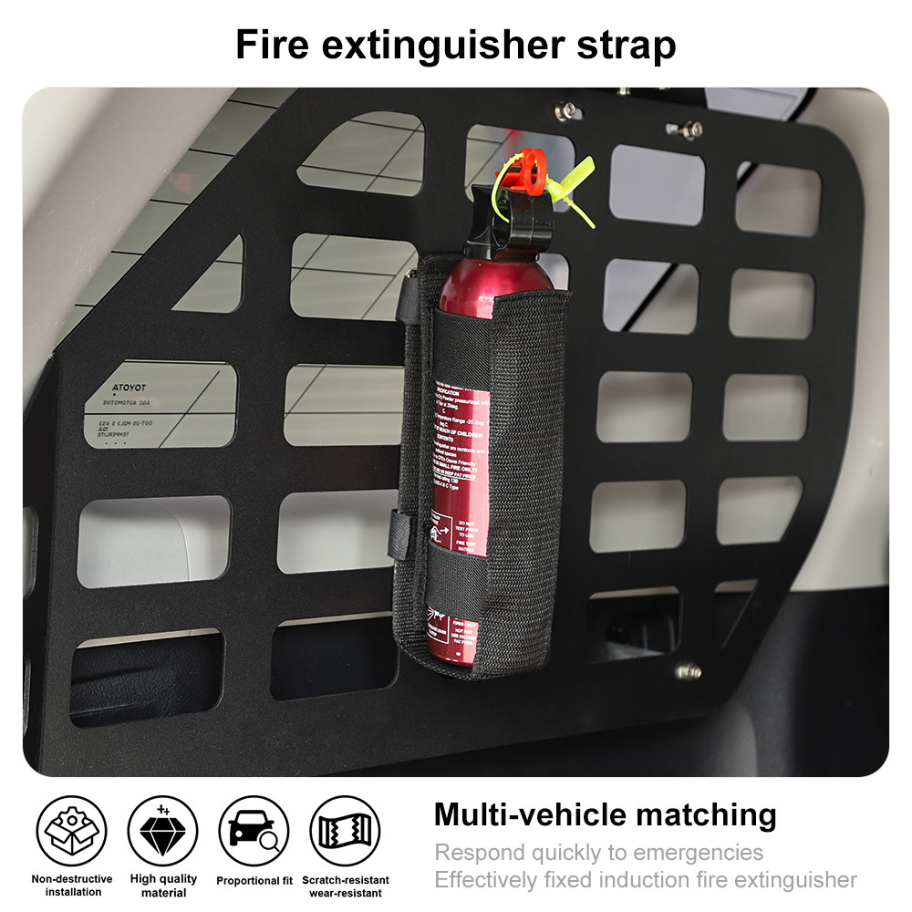 Adjustable Bar Fire Extinguisher Holder Strap For Ford Bronco & For F150 Black