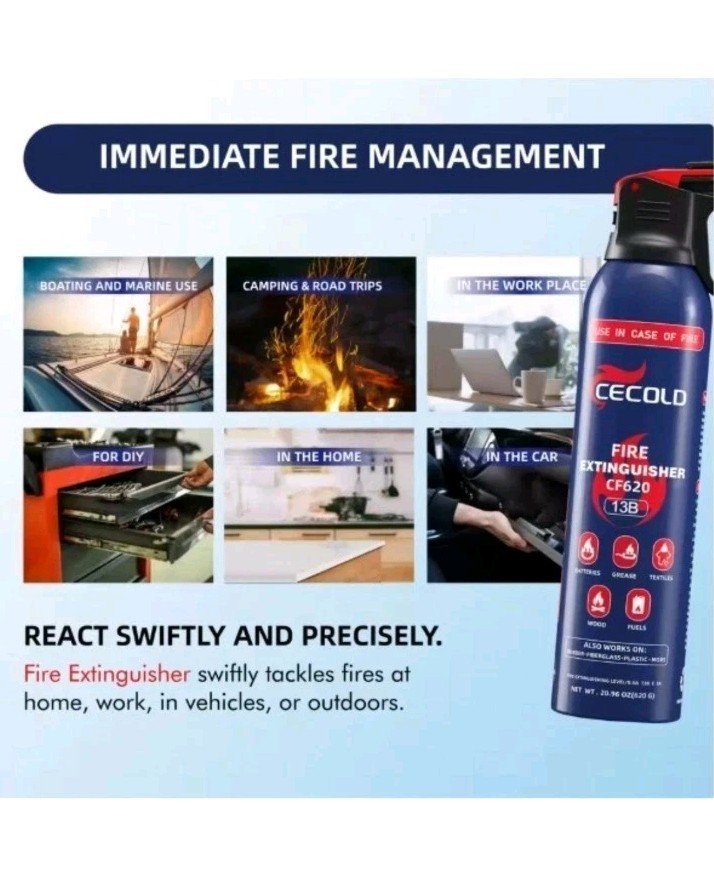Home Fire Extinguisher, 5-in-1 Water-Base Mini Spray, Anti-Reignition Fire Ex