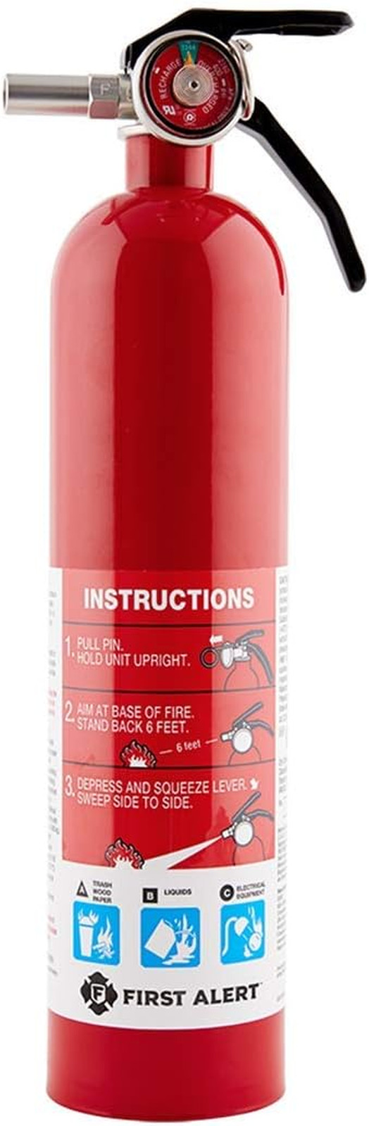 First Alert Fire Extinguisher for Home, Standard Rechargeable Compliance Unit, U