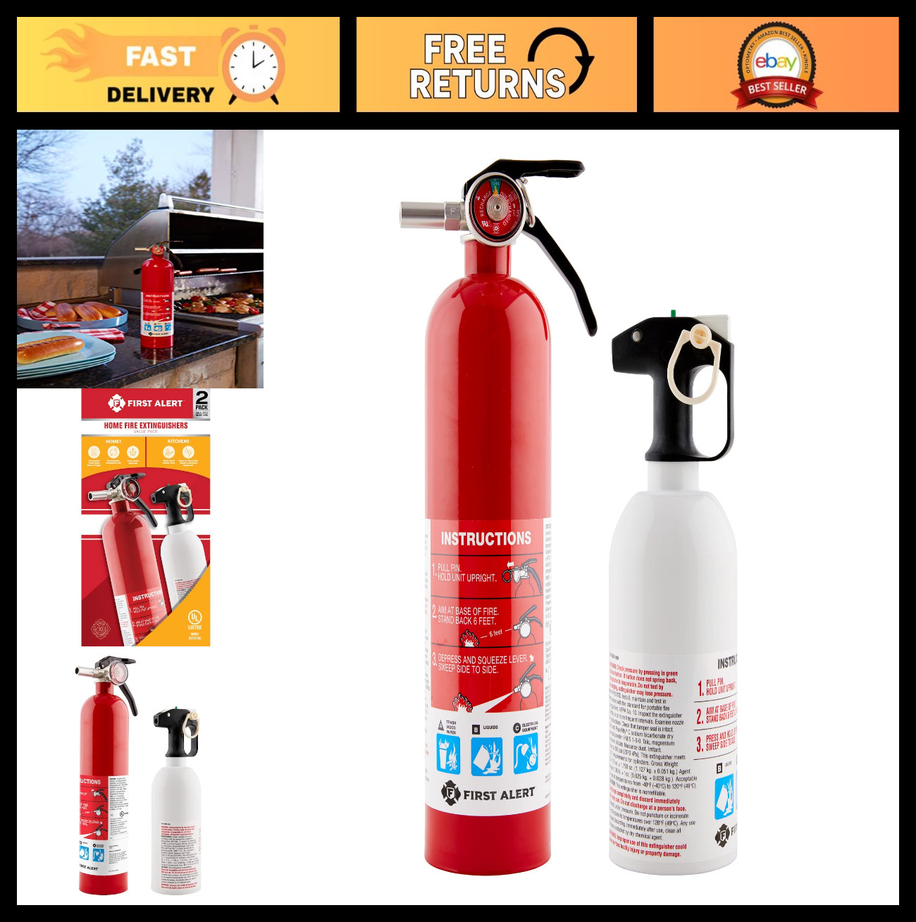 Home Fire Extinguisher Bundle Pack – Kitchen & Standard Safety Equipment