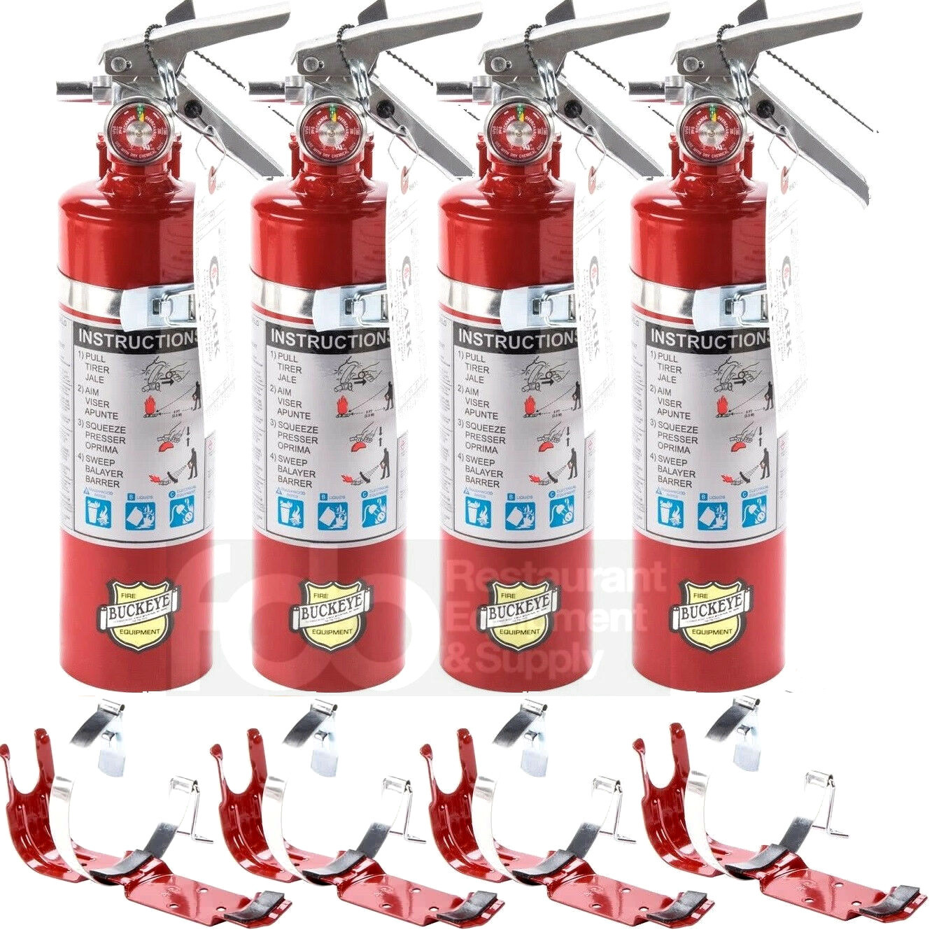 4X 2.5 Lb Fire Extinguisher ABC Dry Chemical Rechargeable DOT Vehicle Bracket UL