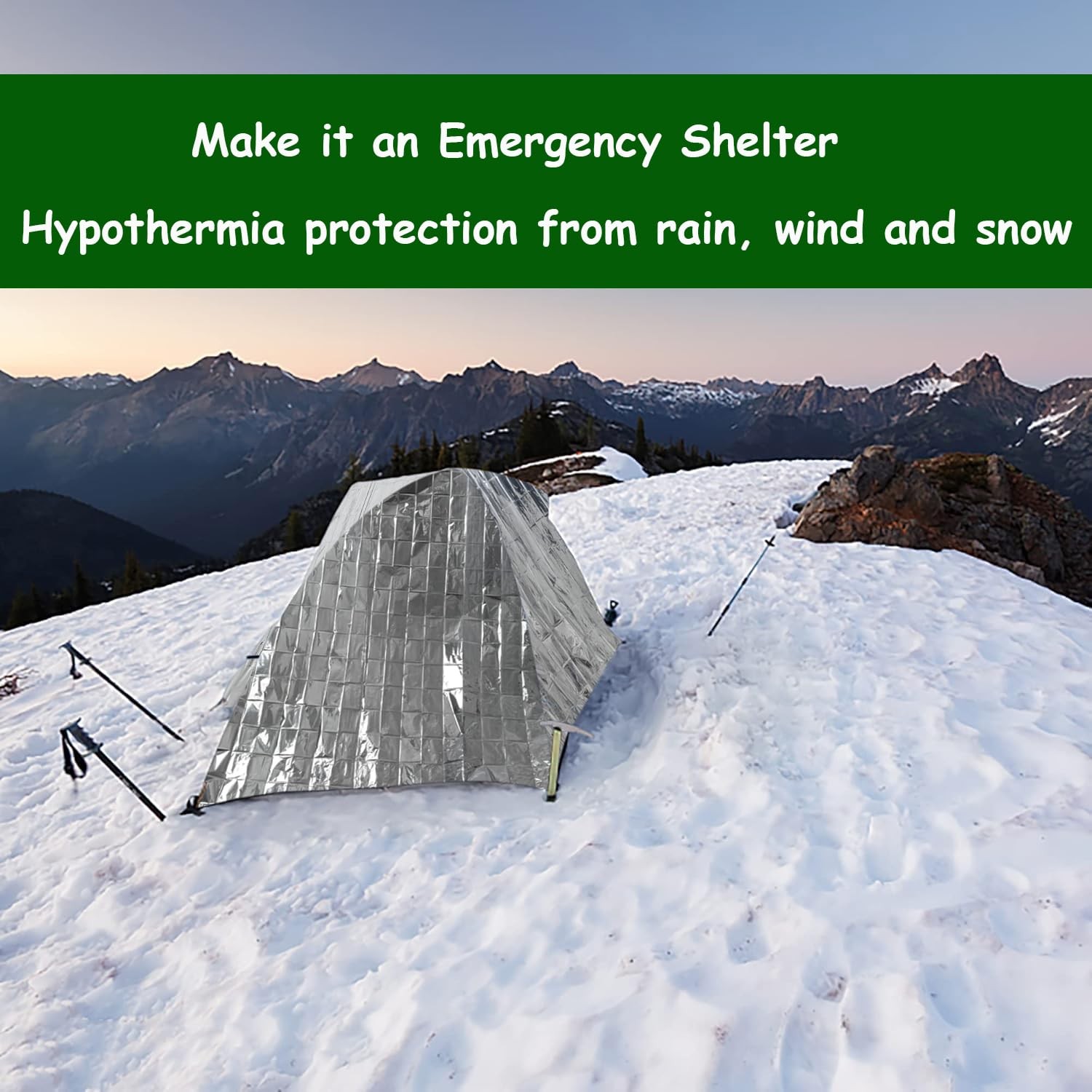 20 Pack Emergency Mylar Blanket, Silver, 83″ x 52″, Perfect for Outdoors, Hik…