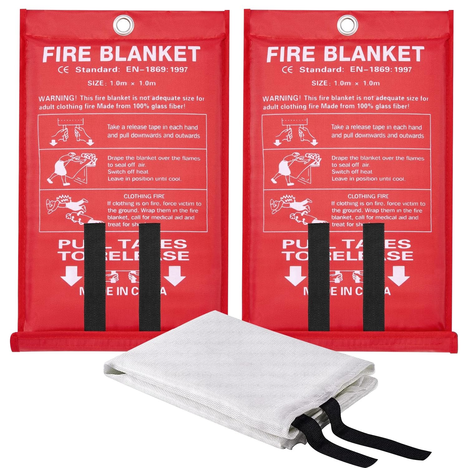 Fire Blanket – 2 Pack, Fire Suppression Blanket for Home and Kitchen, 40” x 4…