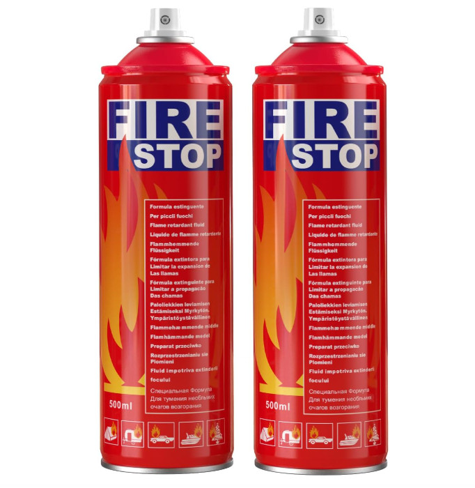 Fire Extinguisher 2Pk with Mounting Bracket, ABCK Aerosol Spray,Prevents Reignit