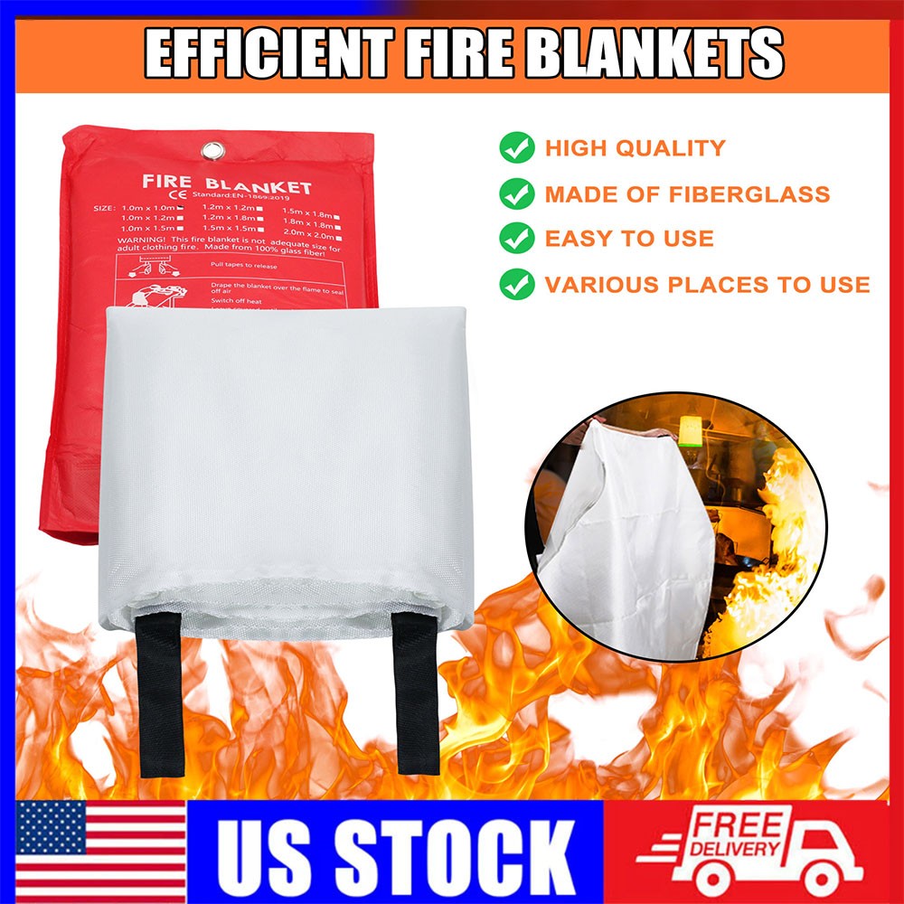 39”x39” Retardant Blankets Large Fire Blanket Fiberglass Prepared Emergency US